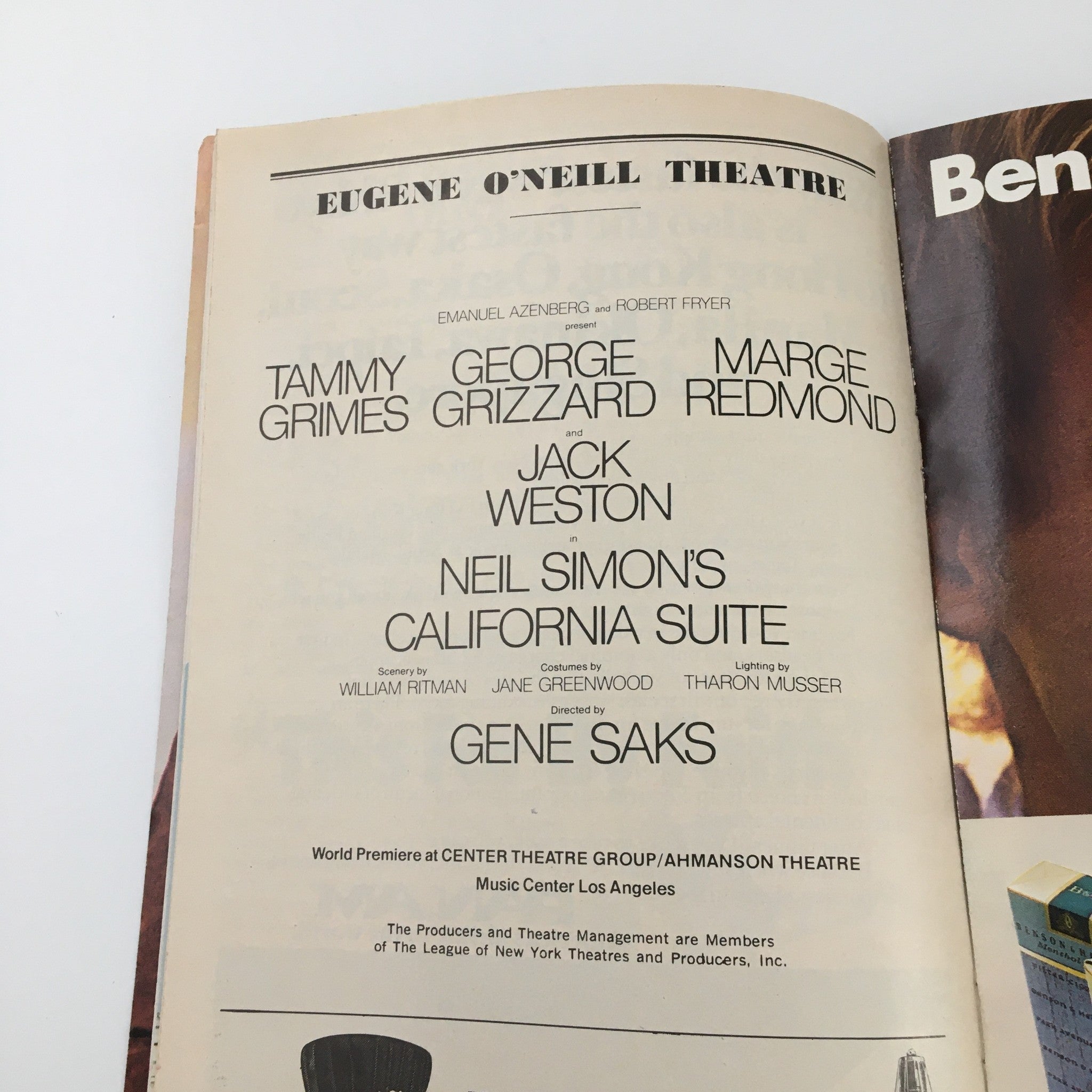 1977 Playbill Eugene O'Neill Theatre 'California Suite' Tammy Grimes Neil Simon