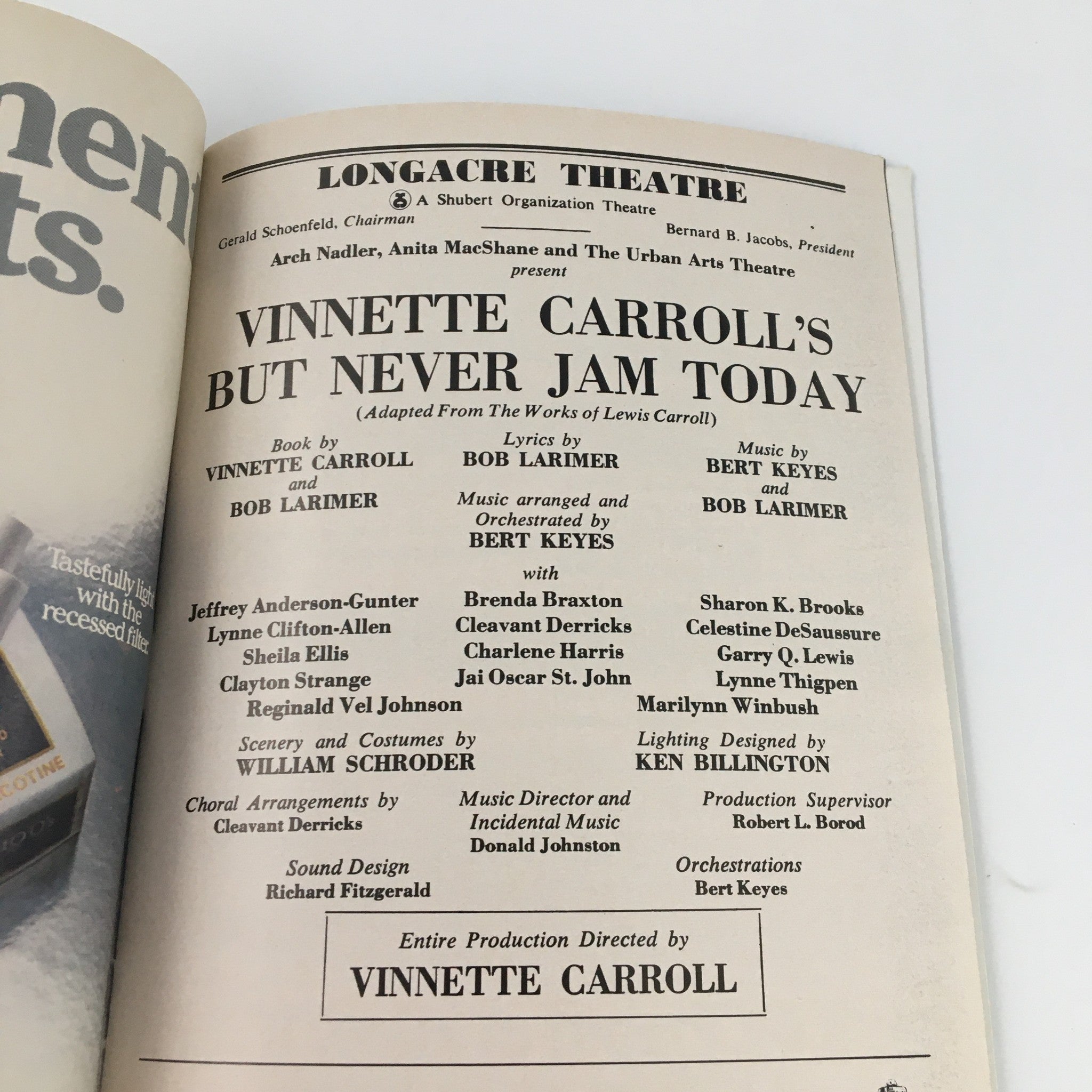 1979 Playbill Longacre Theatre 'But Never Jam Today' Jeffrey Anderson-Gunter