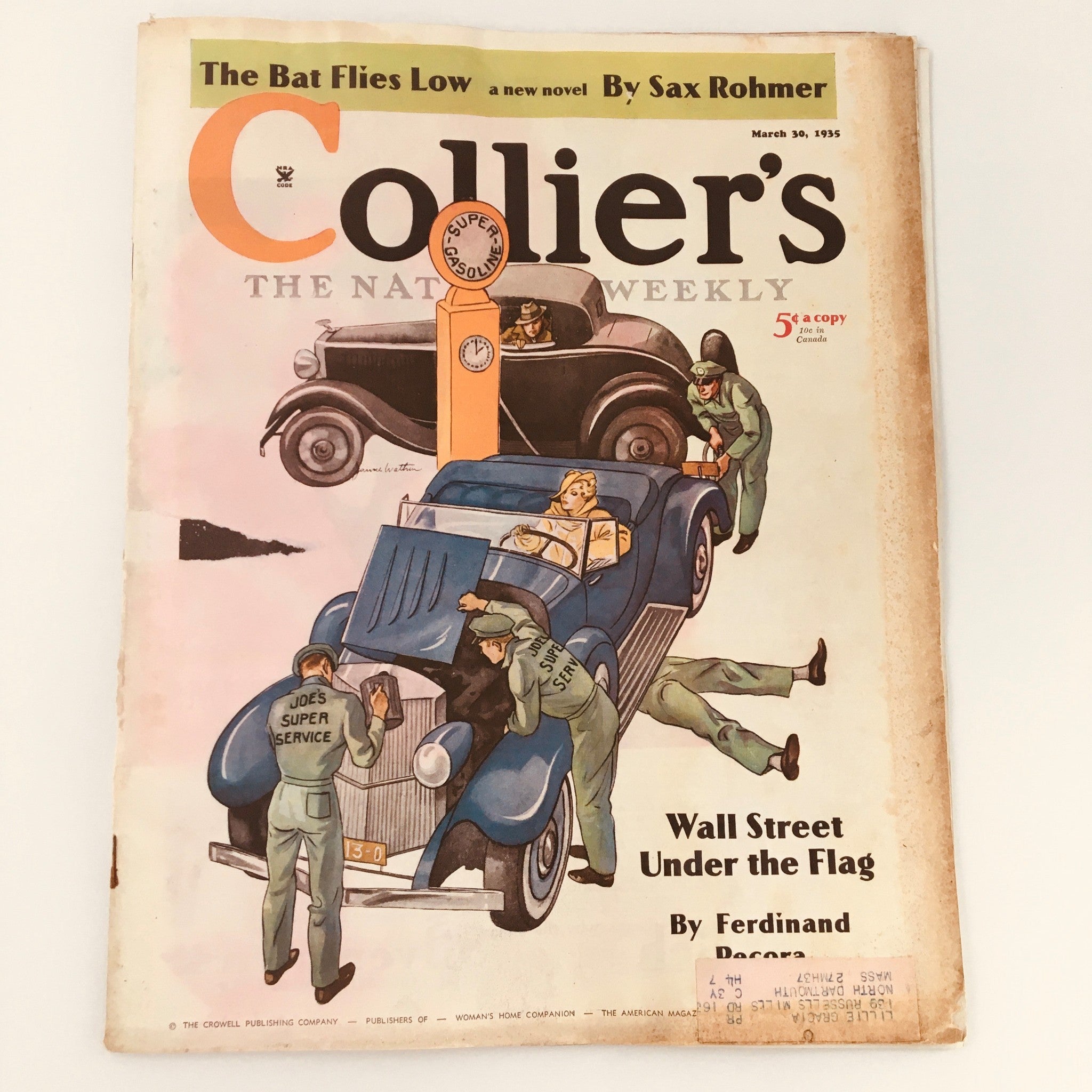 VTG Collier's Magazine March 30 1935 The Bat Flies Low Novel by Sax Rohmer