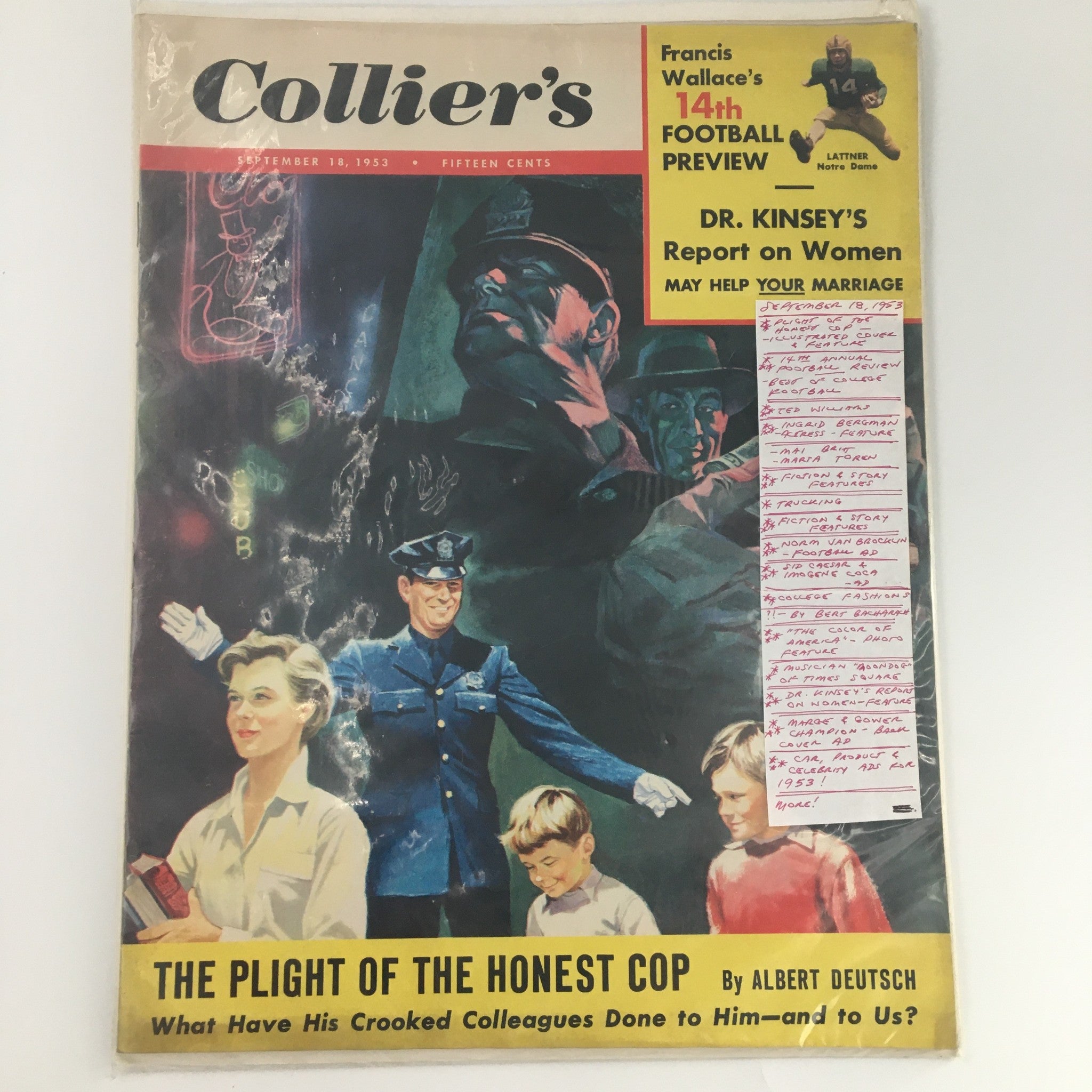 VTG Collier's Magazine September 18 1953 The Plight of the Honest Cop, Newsstand