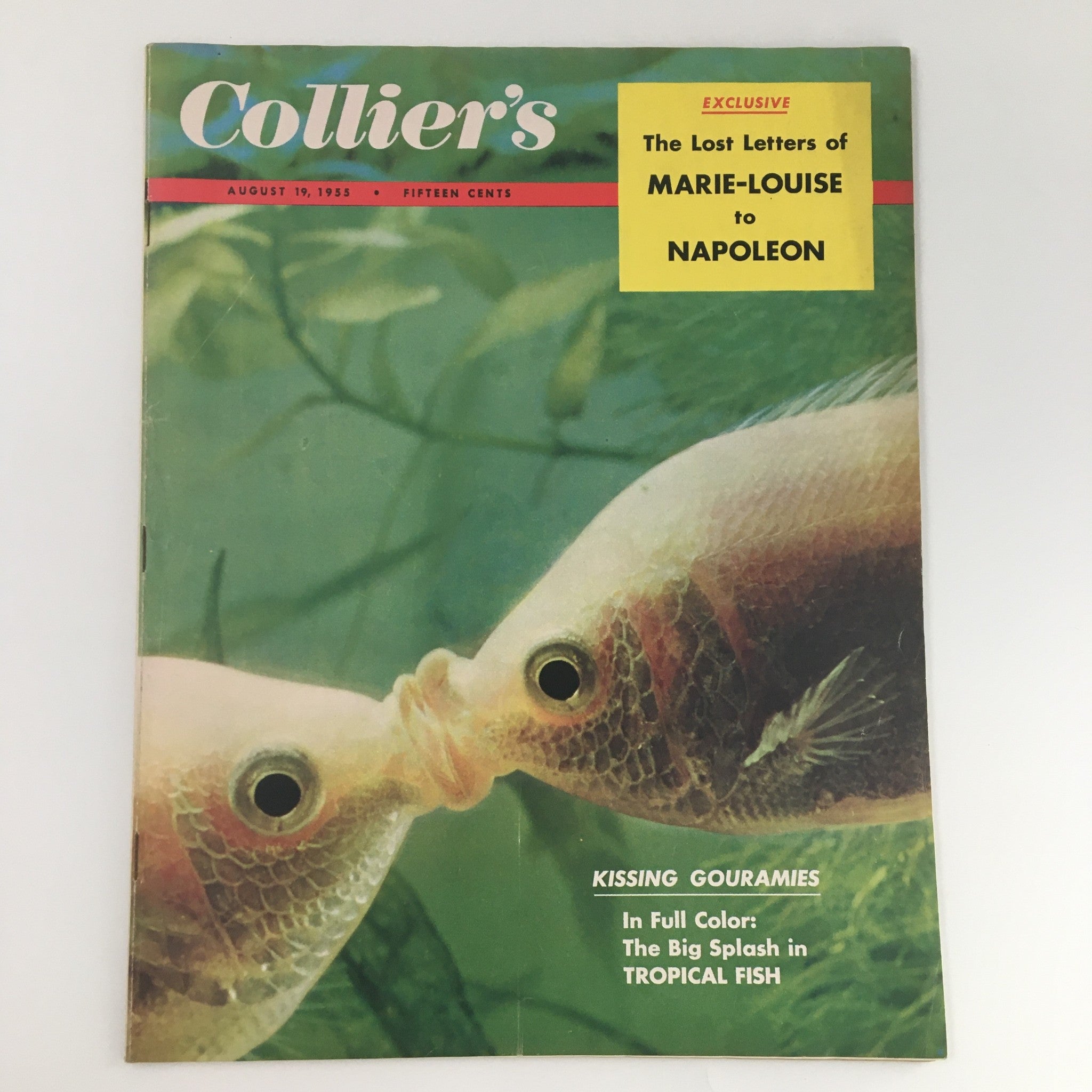 VTG Collier's Magazine August 19 1955 Kissing Tropical Fish Cover, Newsstand