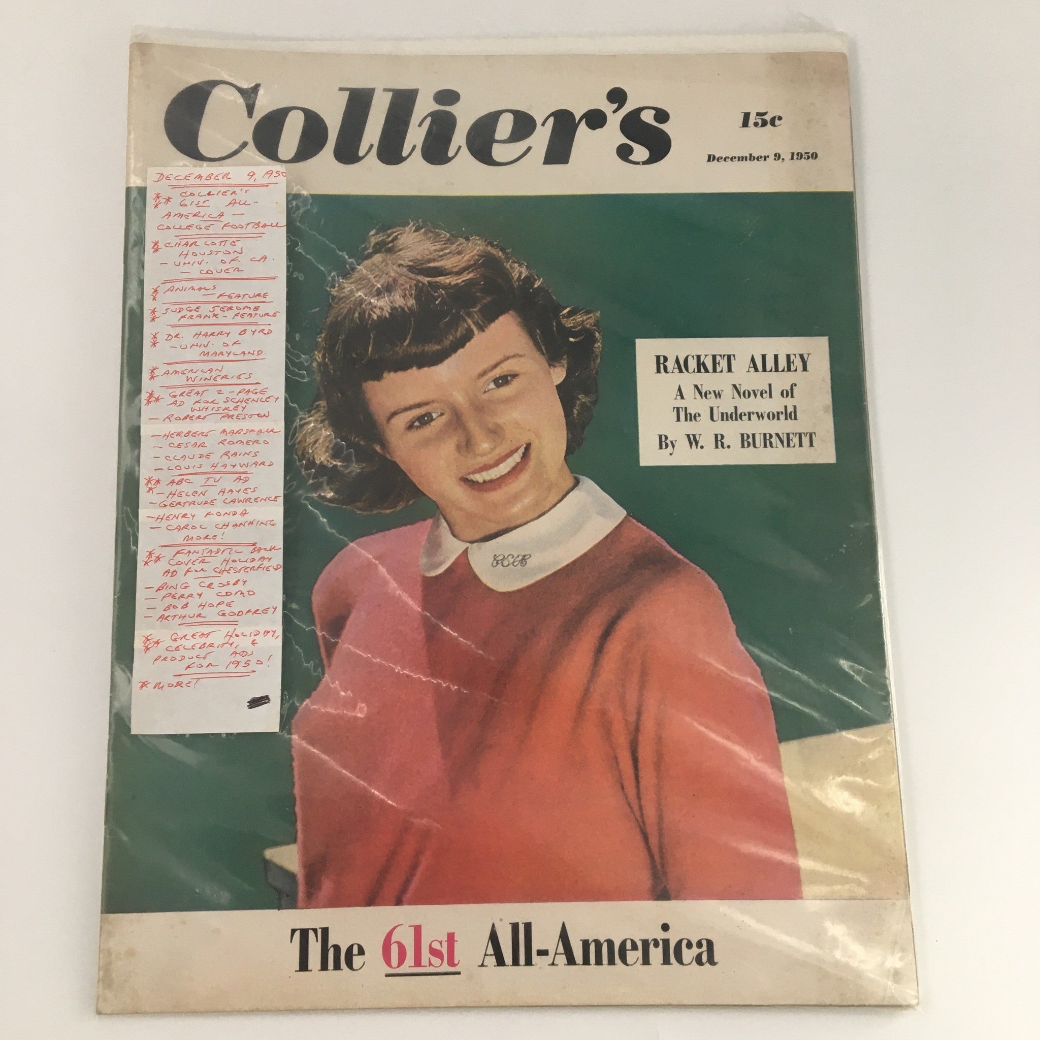 VTG Collier's Magazine December 9 1950 Racket Alley Novel W.R. Burnett Newsstand