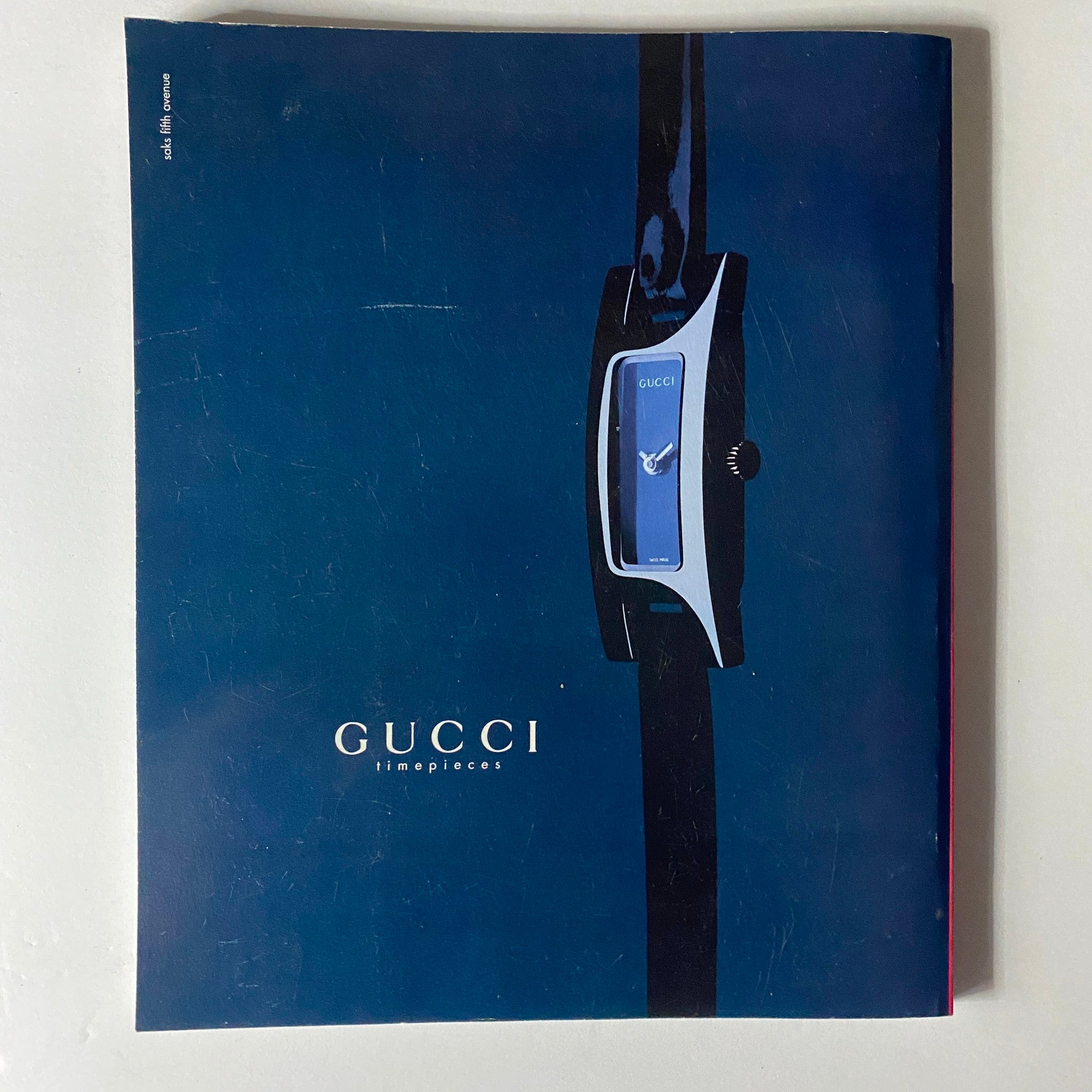 Cover of Shuz Magazine Fall / Winter 1999, Vol 2 No. 2 themed 'Prepare for Liftoff', featuring a stylish Gucci timepiece against a blue background, ideal for vintage fashion enthusiasts and collectors.