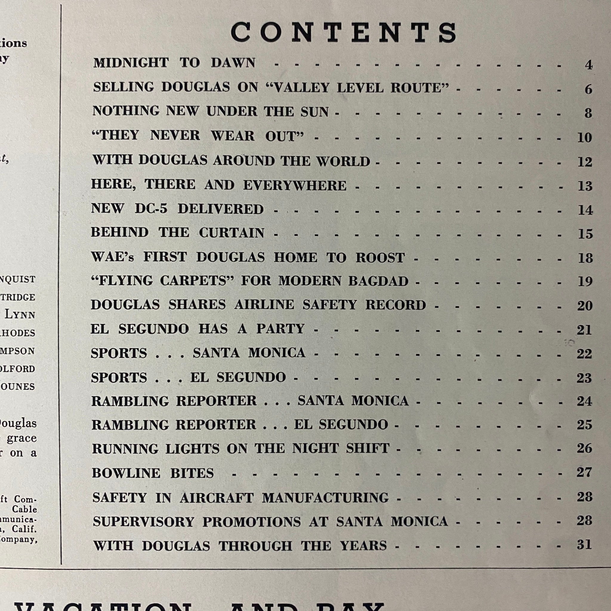 Douglas Airview Magazine April 1940 Midnight to Dawn No Label VG