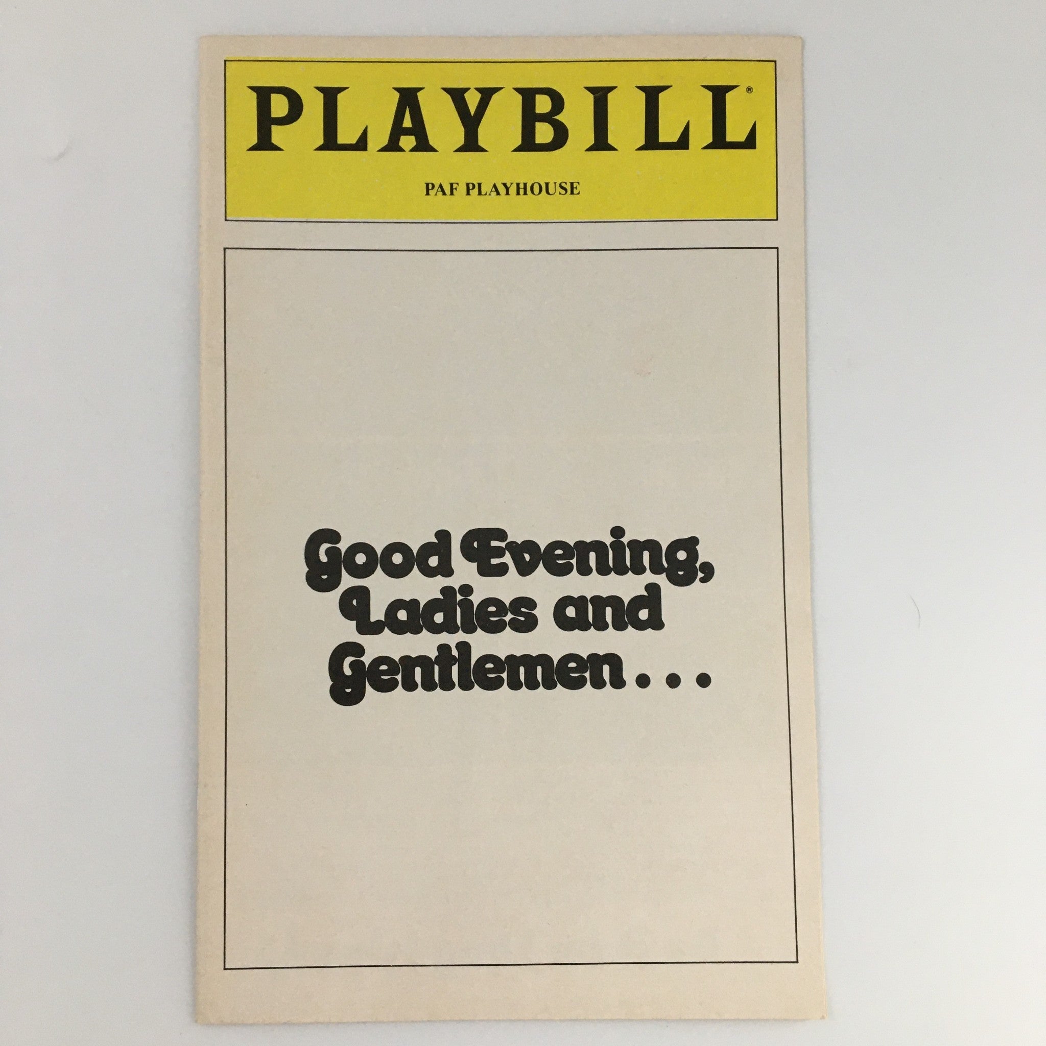 1979 Playbill PAF Playhouse Good Evening Ladies and Gentlemen, Sandy Baron