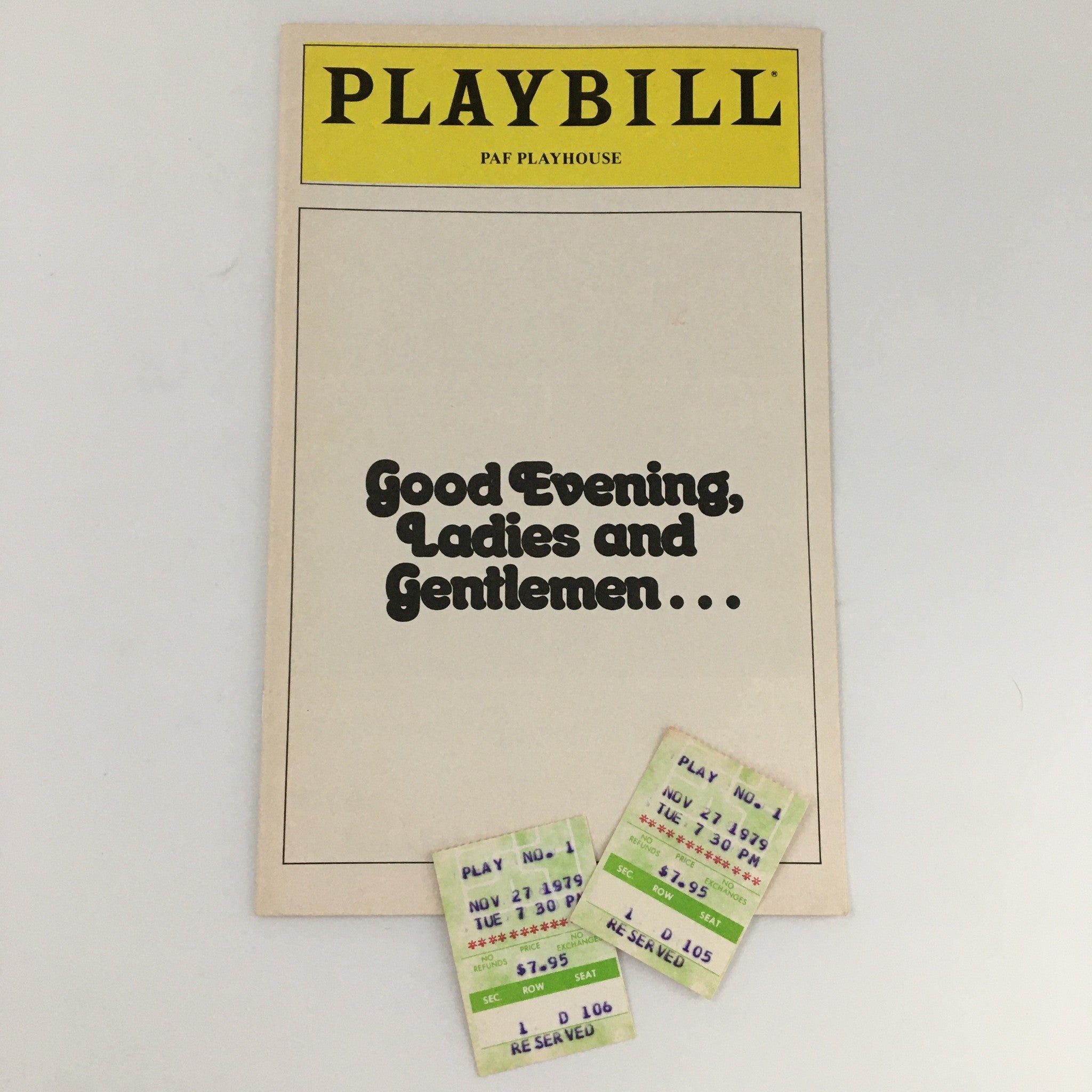 1979 Playbill PAF Playhouse Good Evening Ladies and Gentlemen, Sandy Baron