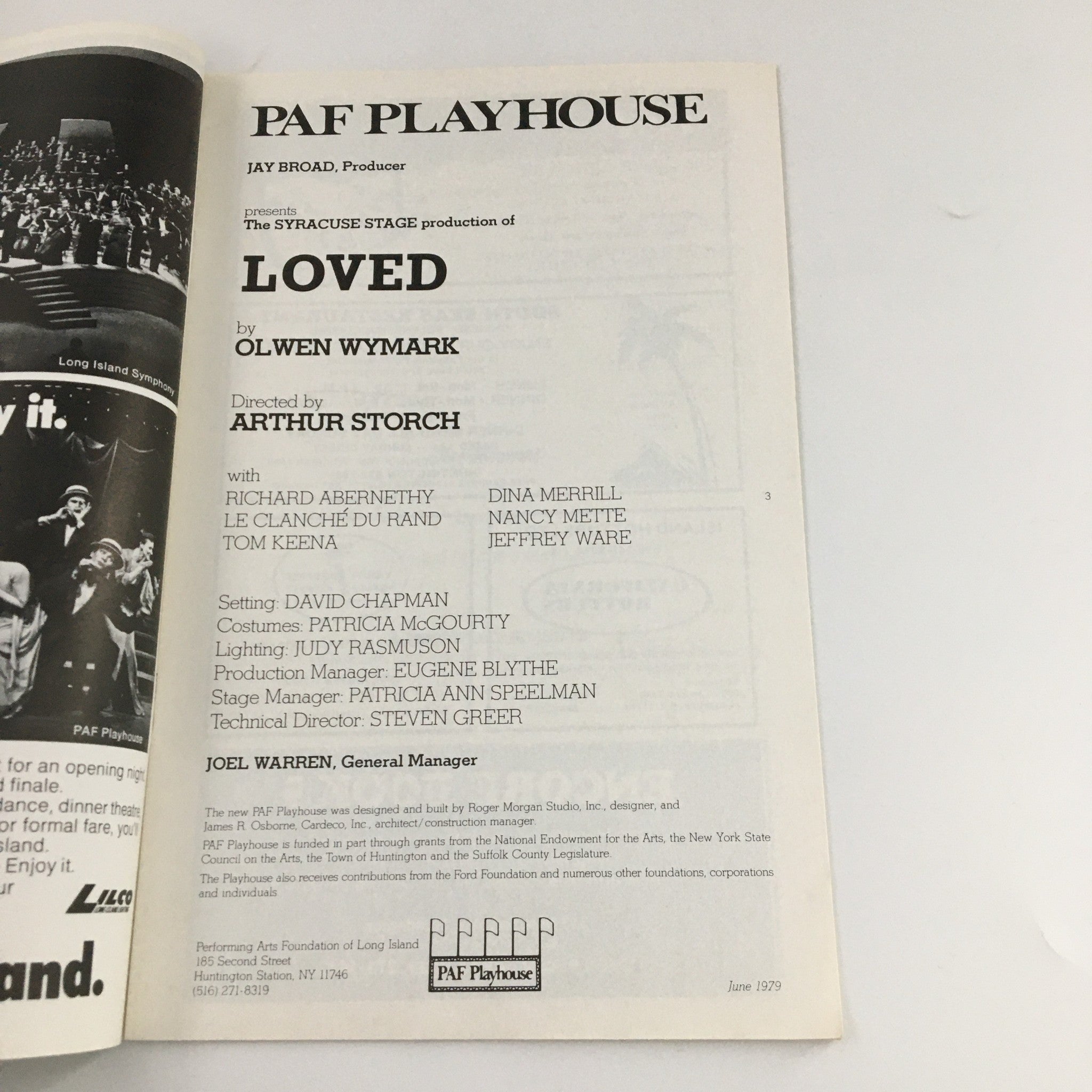 1979 PAF Playhouse Loved Richard Abernethy, Dina Merrill, Tom Keena, Nancy Mette