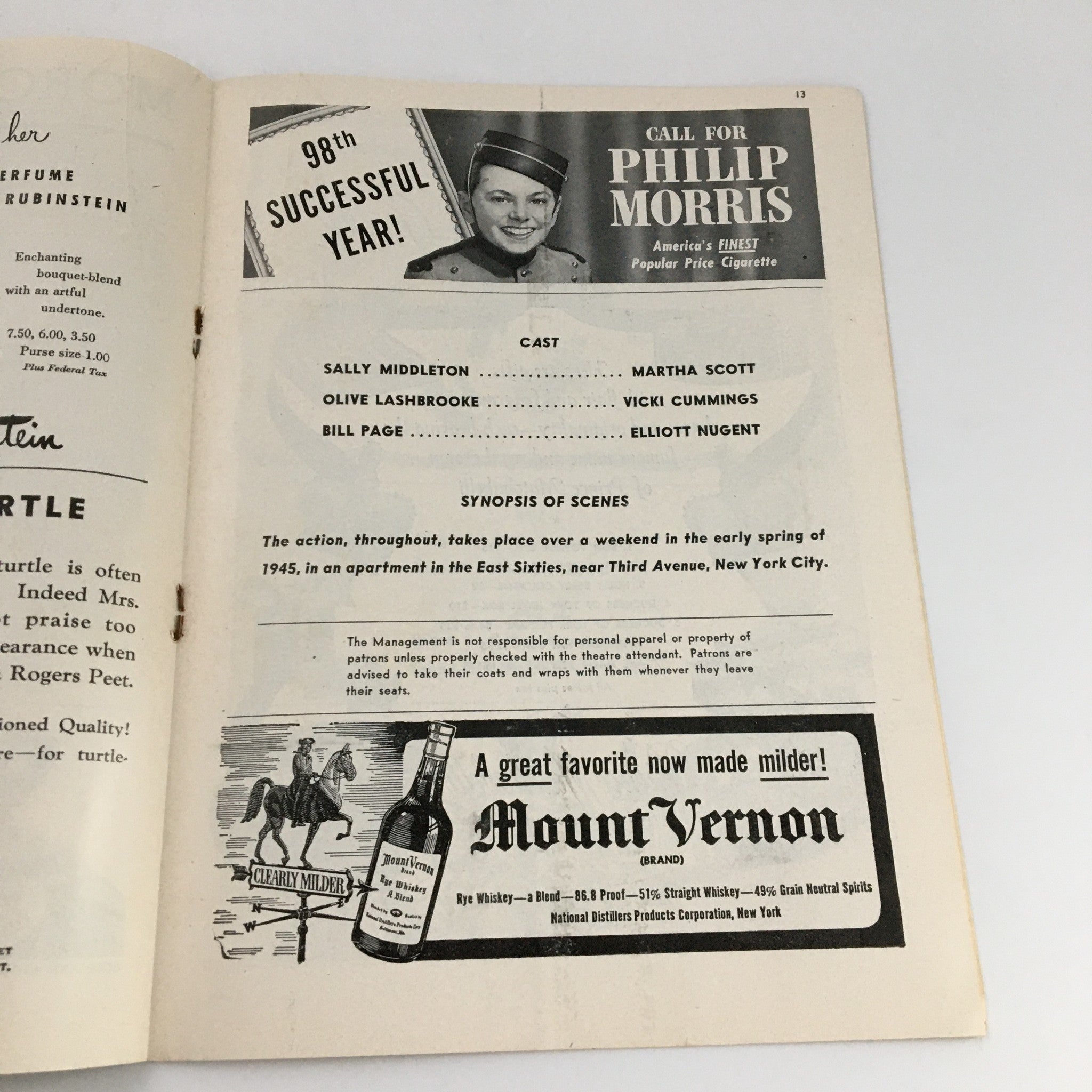 1945 Playbill The Morosco Theatre 'The Voice of the Turtle' Elliott Nugent