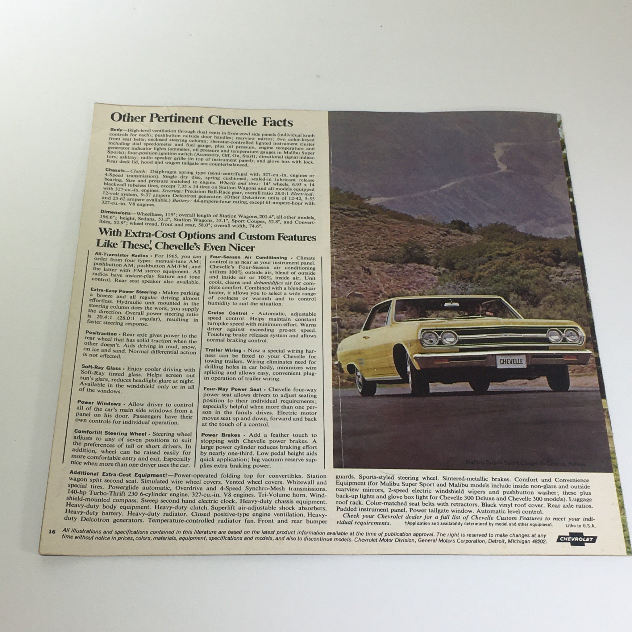 1965 Chevelle 300 Deluxe by Chevrolet 4 Door Sedan Hardtop Car Catalog Brochure