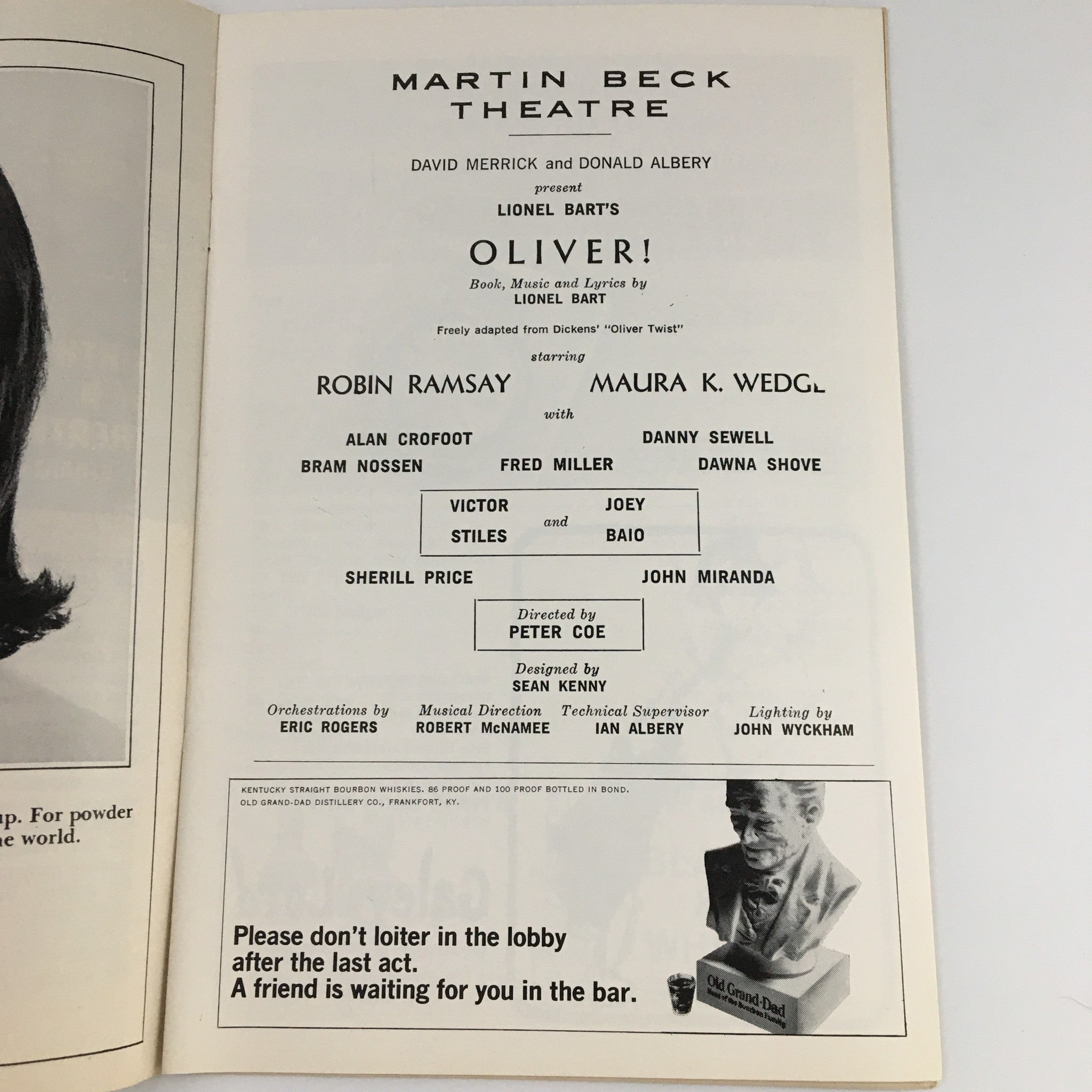 1965 Playbill Martin Beck Theatre 'Oliver!' Robin Ramsay, Maura K. Wedge