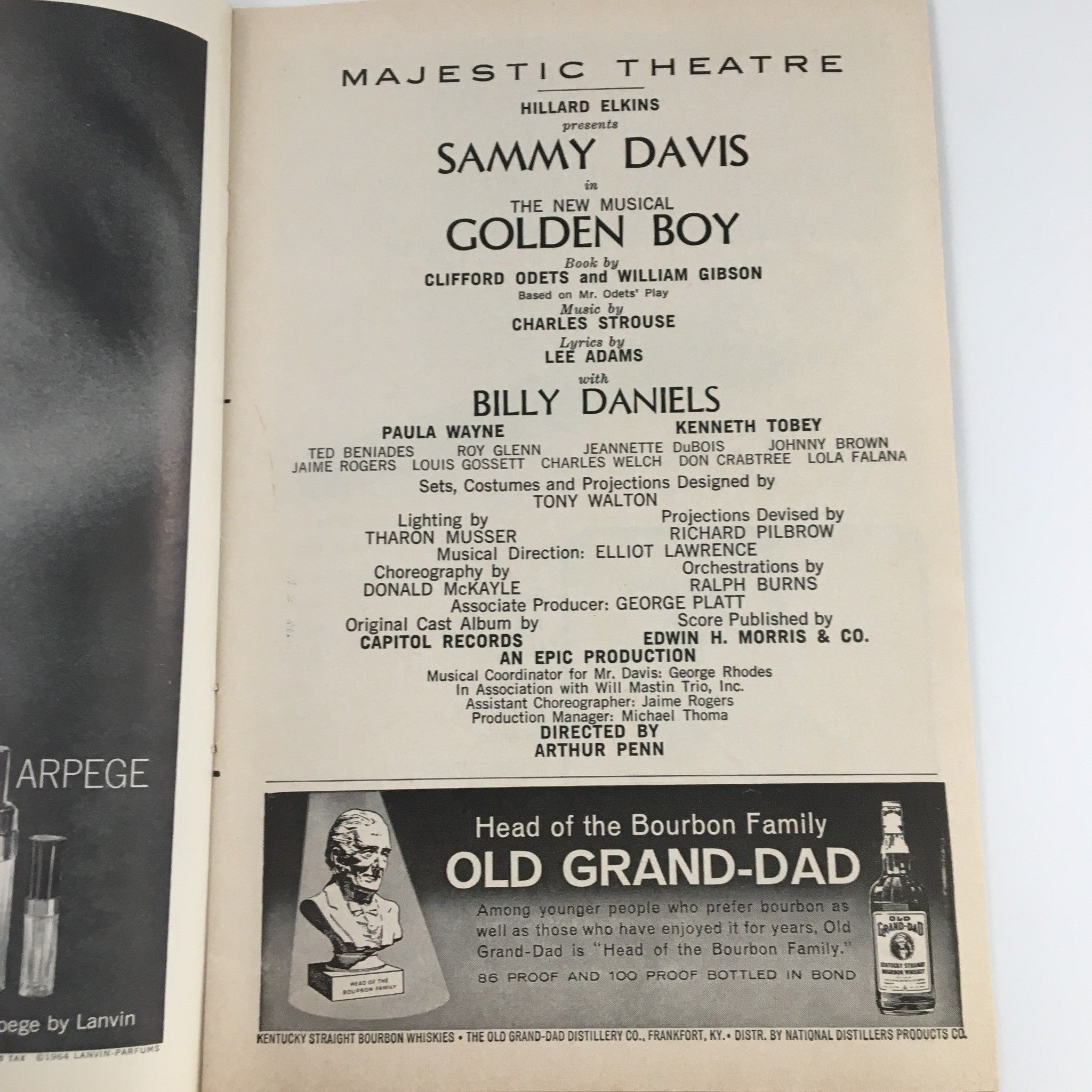 1965 Playbill Majestic Theatre 'Golden Boy' Billie Daniels, Paula Wayne