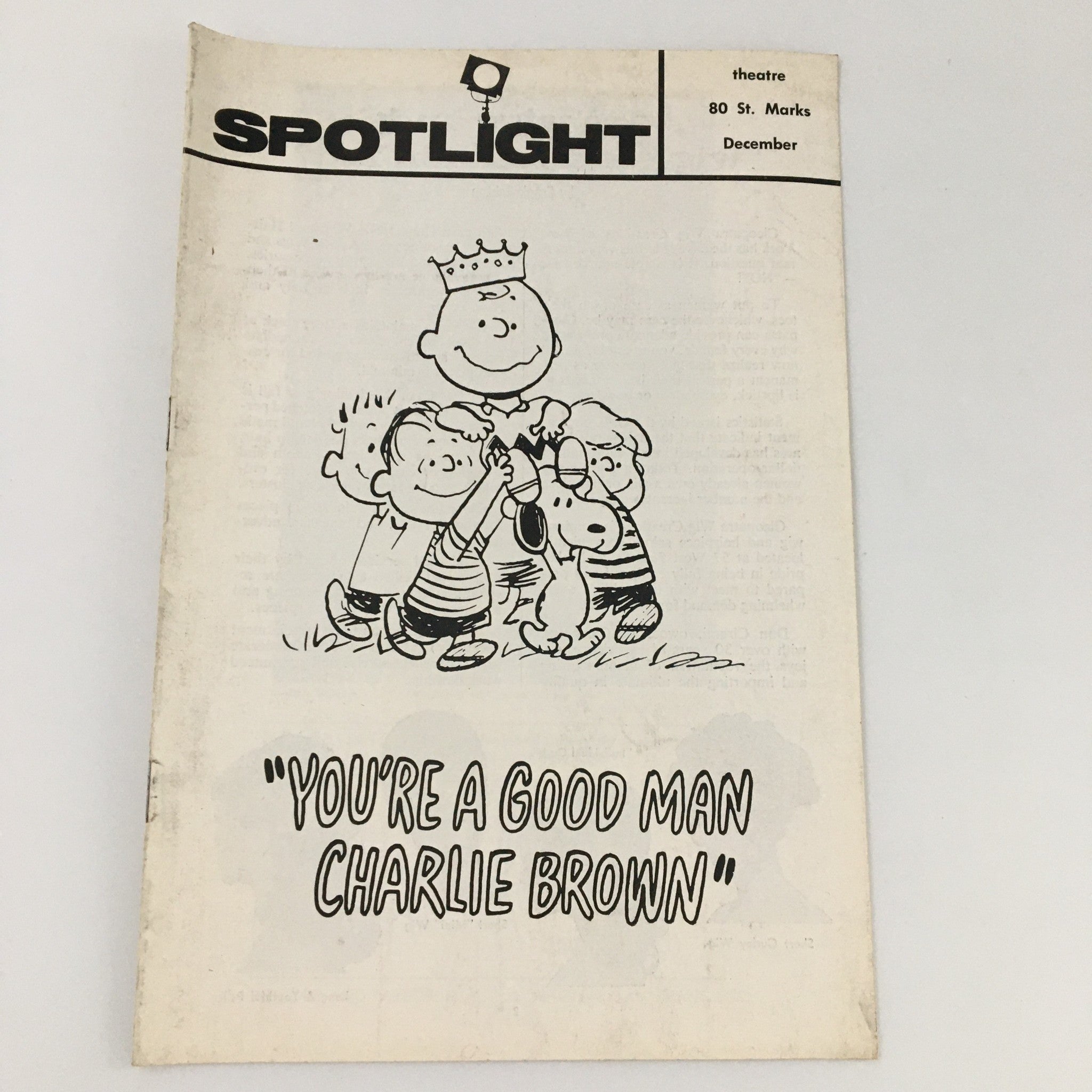 1966 Spotlight Theatre 80 St. Marks You're A Good Man Charlie Brown Gene Persson