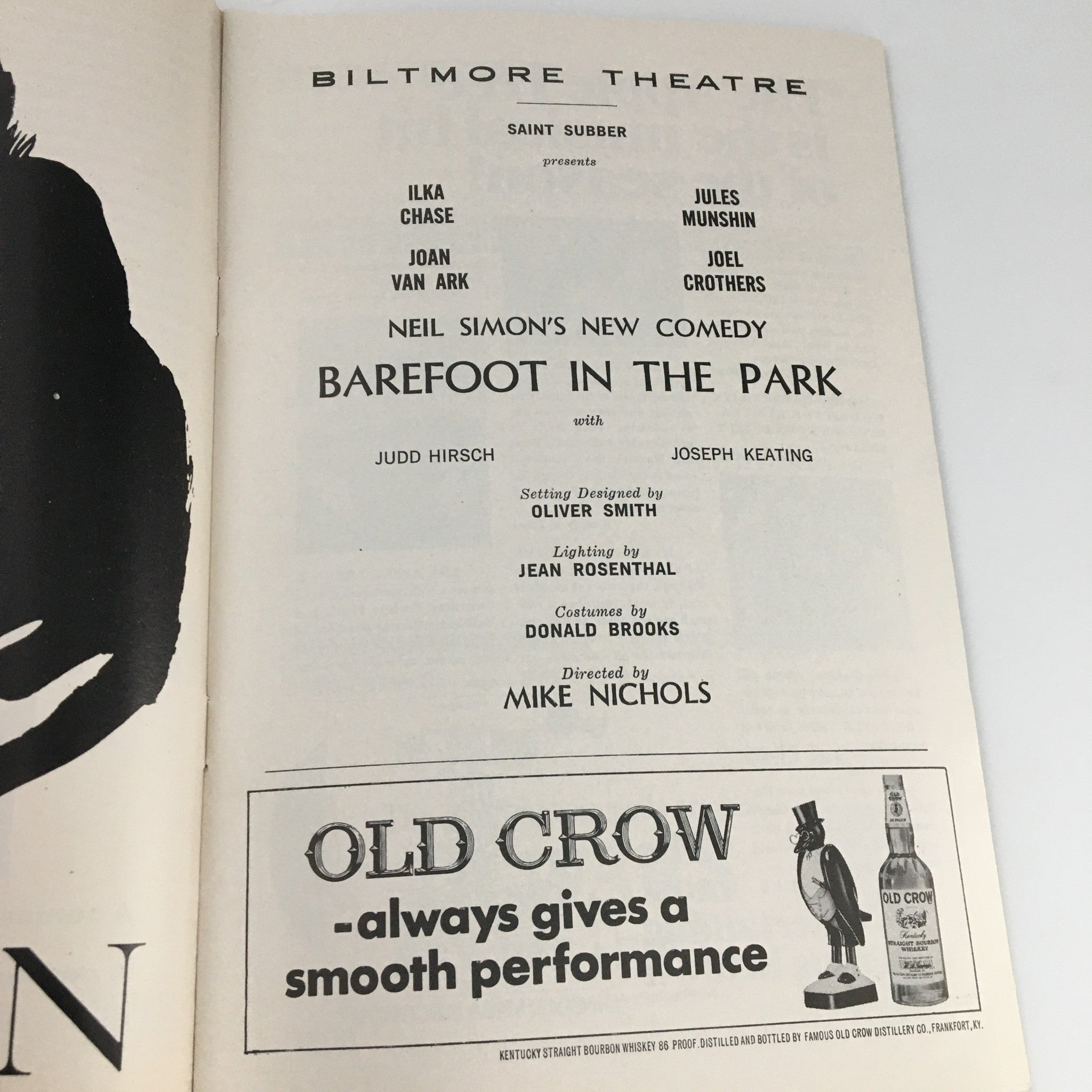 1967 Playbill Biltmore Theatre 'Barefoot in the Park' Judd Hirsch Joseph Keating