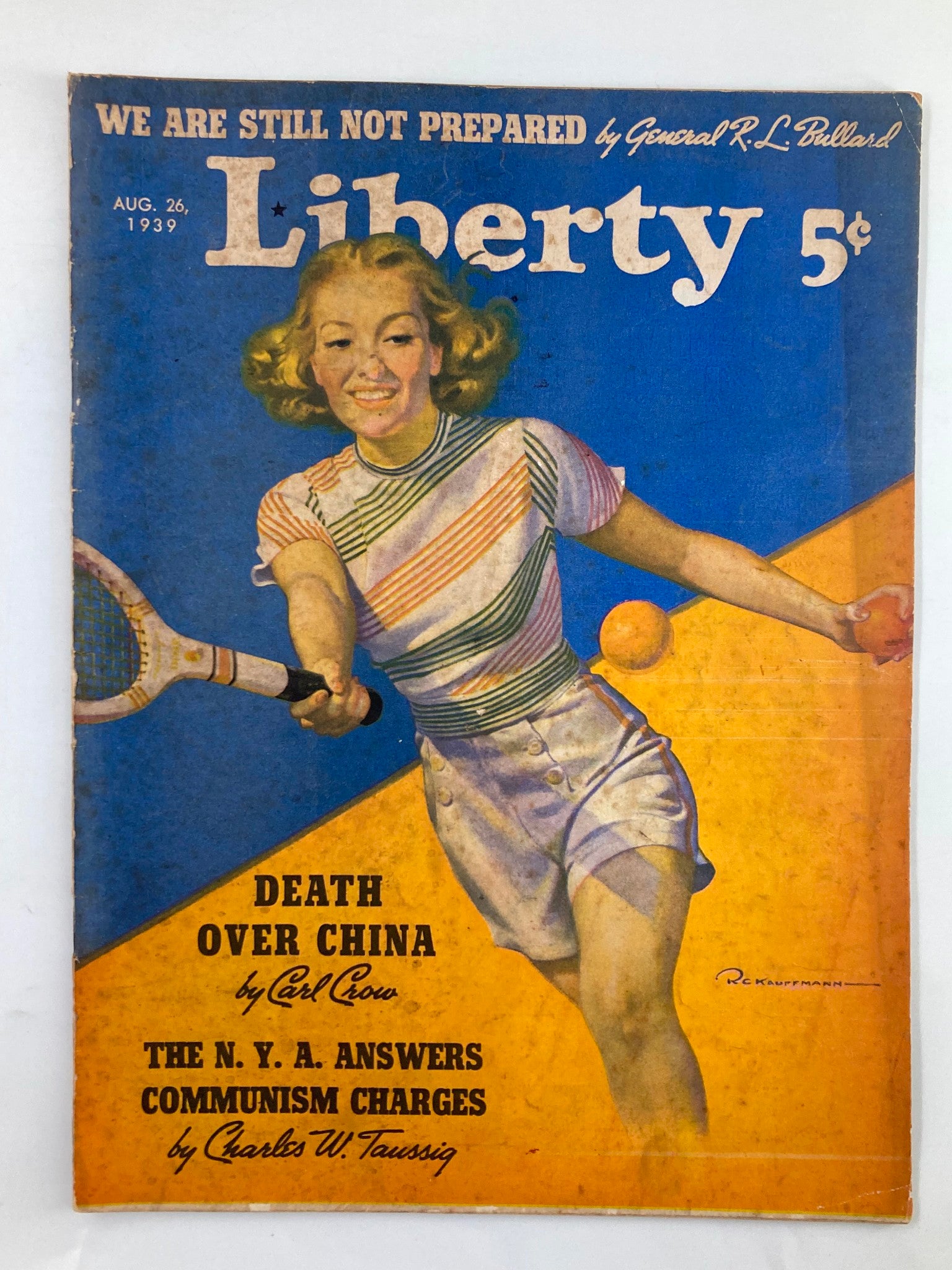 VTG Liberty Magazine August 26 1939 Death Over China by Carl Crow No Label