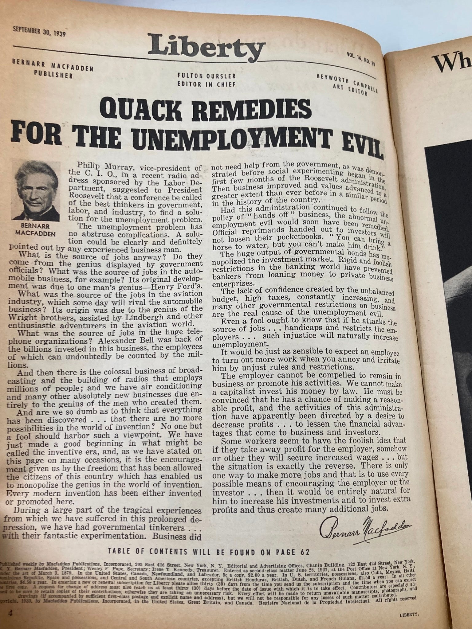 LIBERTY MAGAZINE, September 30 1939 First Published Alcoholics Anonymous Article