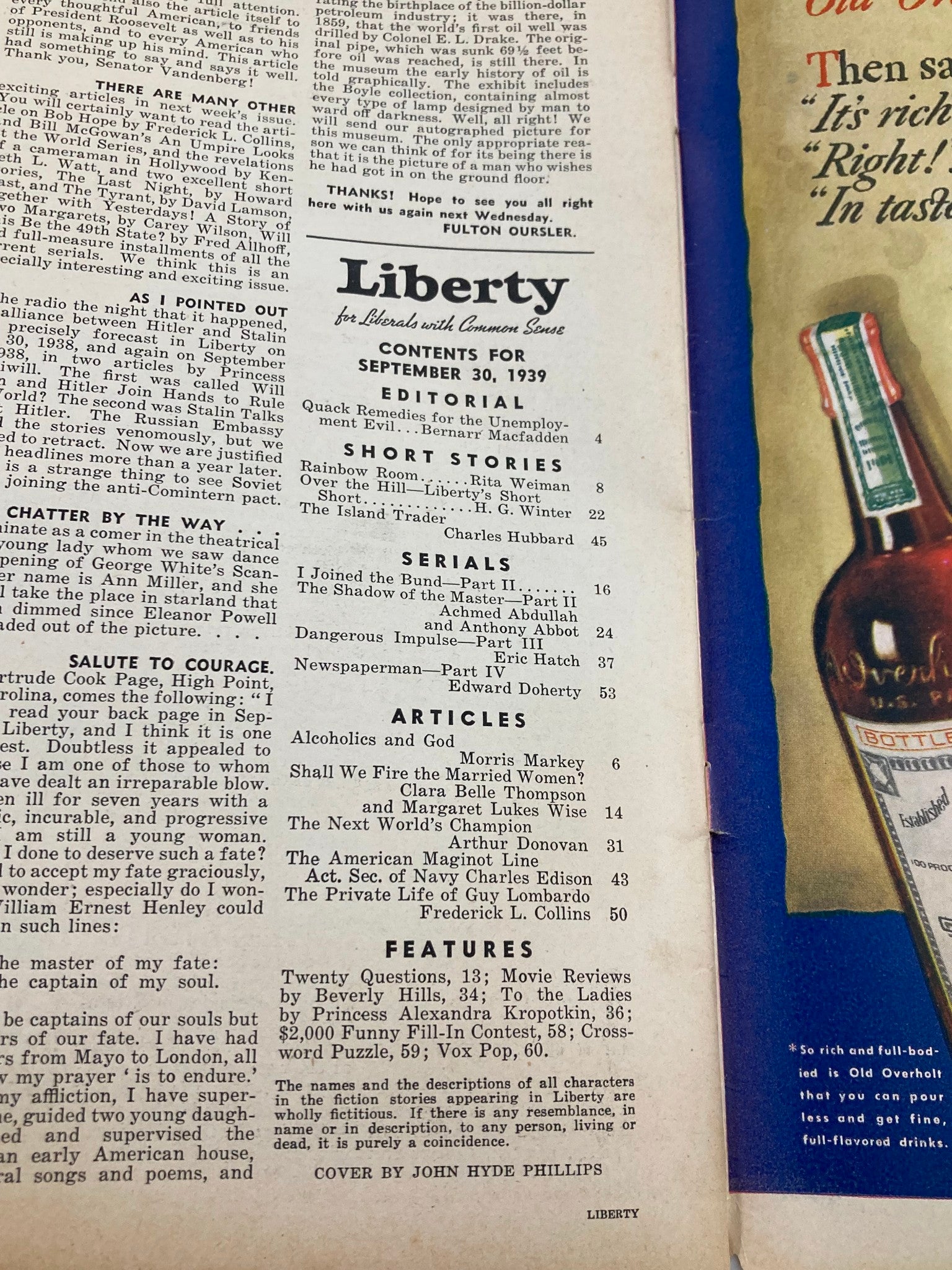 LIBERTY MAGAZINE, September 30 1939 First Published Alcoholics Anonymous Article