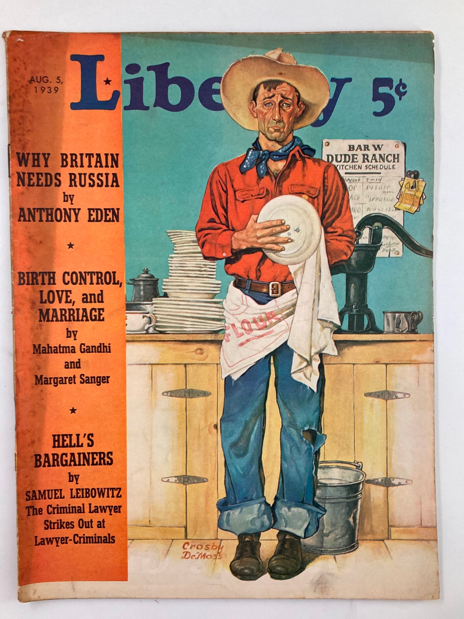 VTG Liberty Magazine August 5 1939 Why Britain Needs Russia No Label