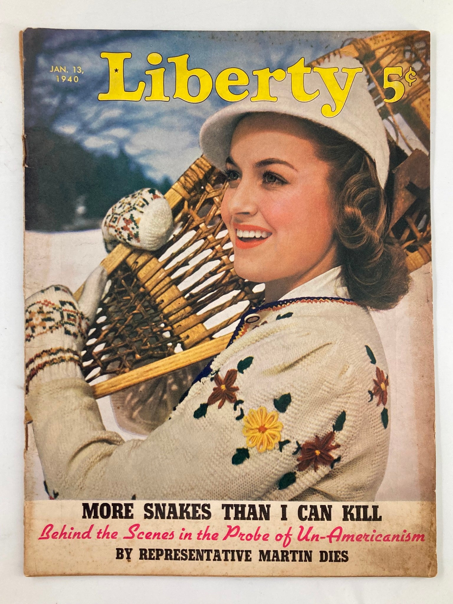 VTG Liberty Magazine January 13 1940 More Snakes Than I Can Kill No Label