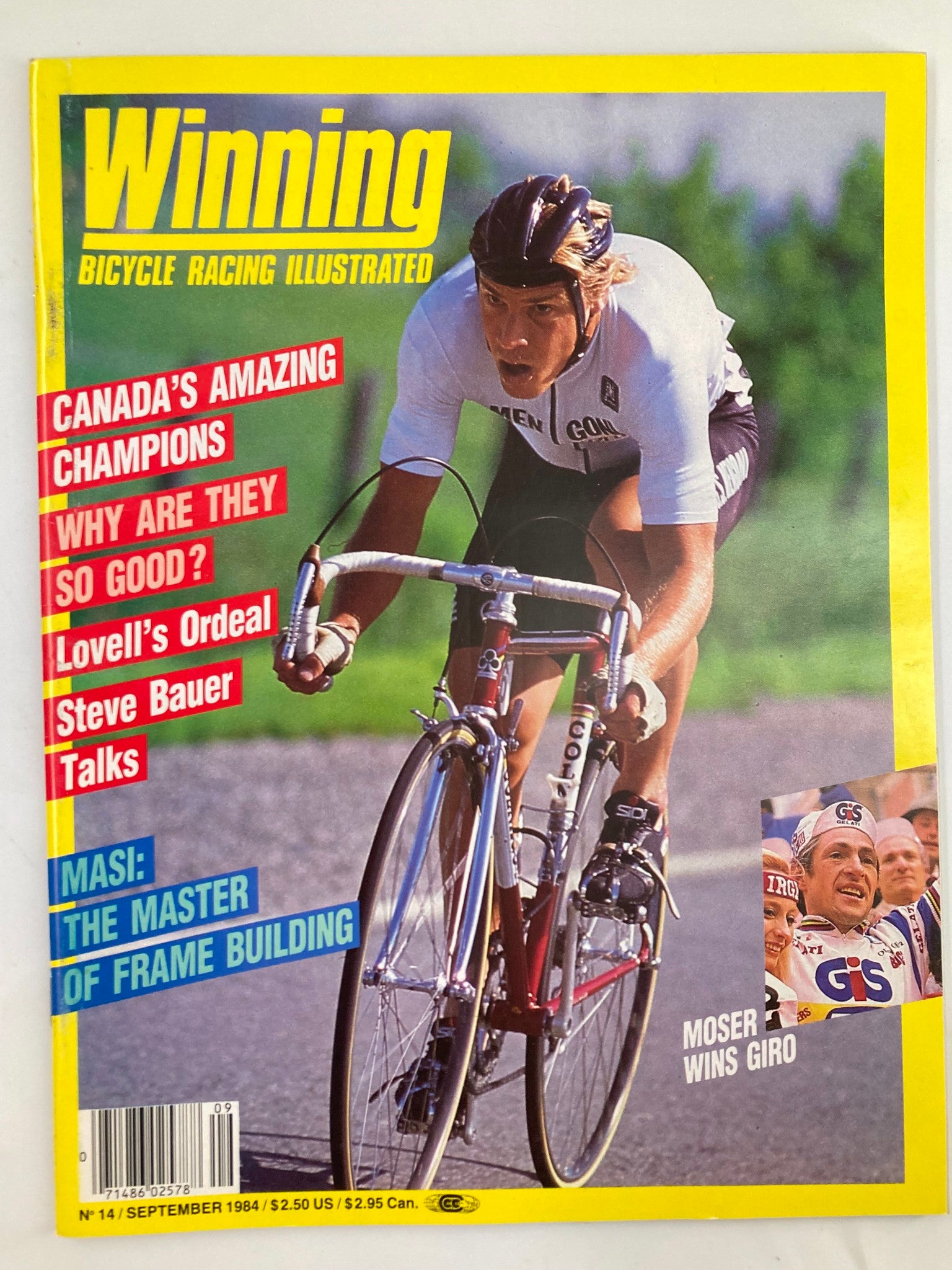 Winning Bicycle Racing Illustrated September 1984 #14 Francesco Moser No Label