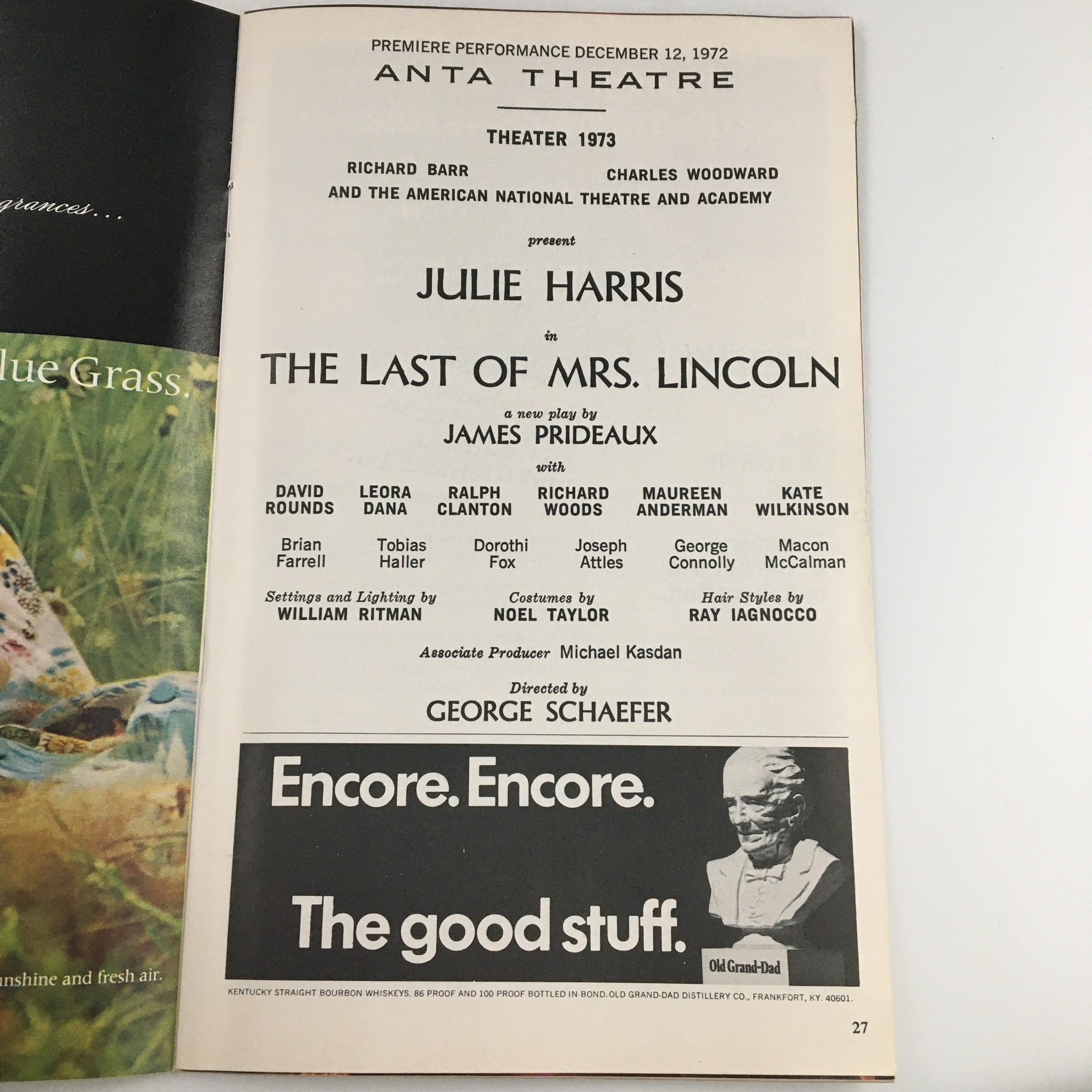 1972 Playbill ANTA Theatre 'The Last of Mrs. Lincoln' Julie Harris, David Rounds