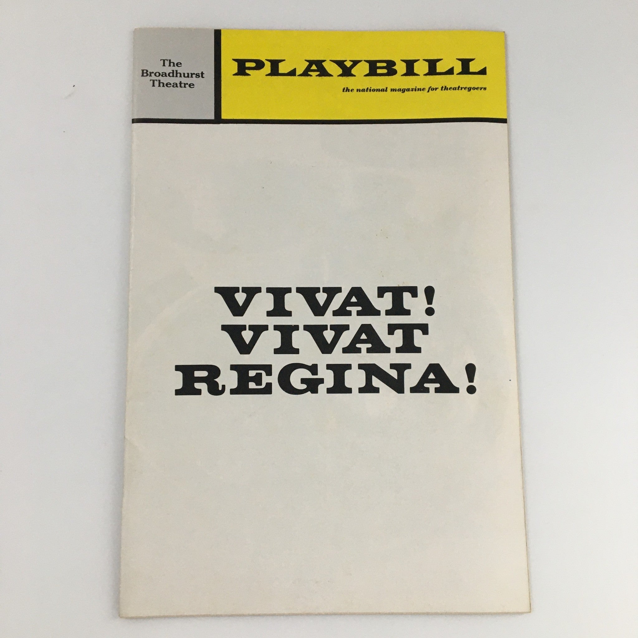 1972 Playbill The Broadhurst Theatre 'Vivat Vivat Regina' Claire Bloom