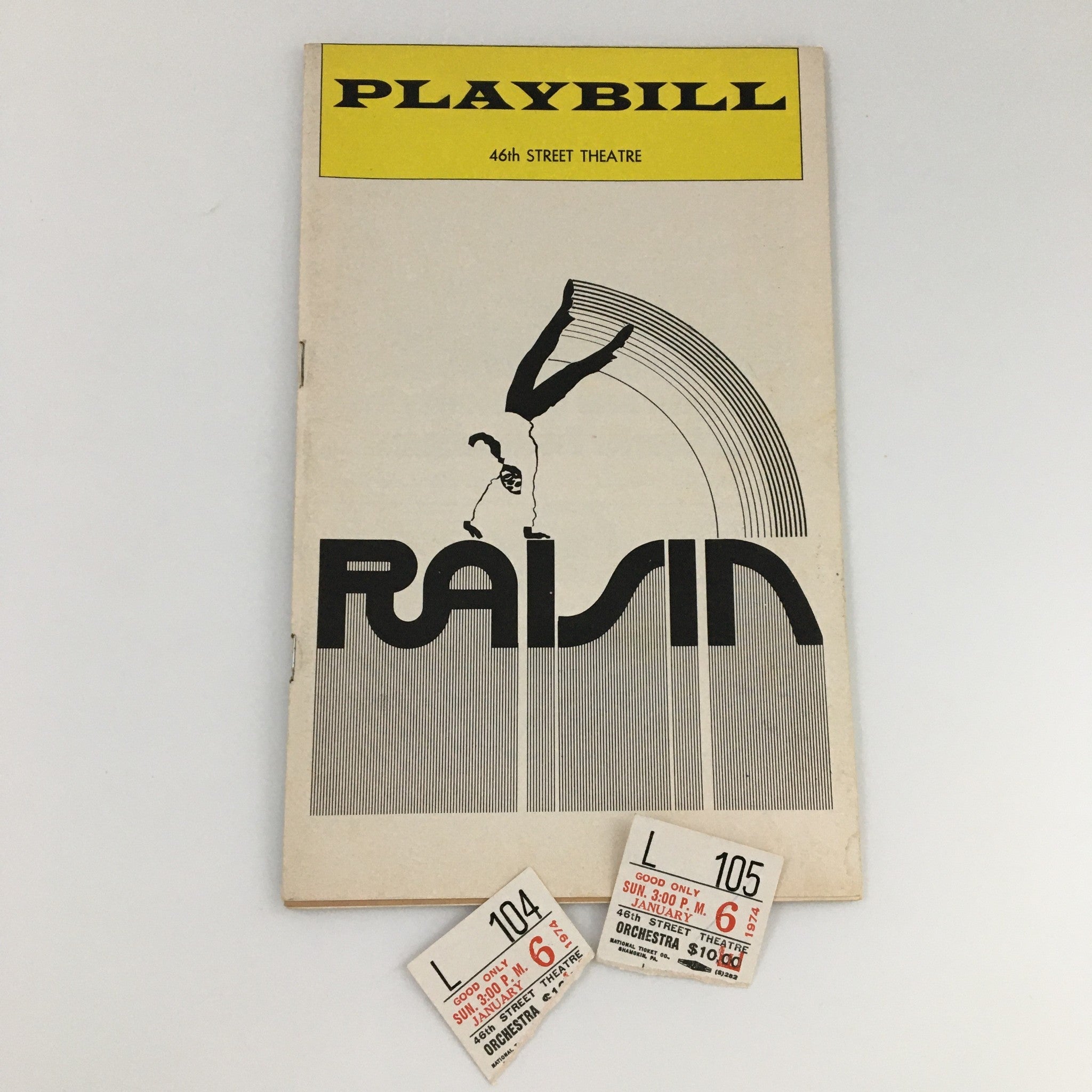 1974 Playbill 46th Street Theatre 'Raisin' Virginia Capers, Ernestine Jackson