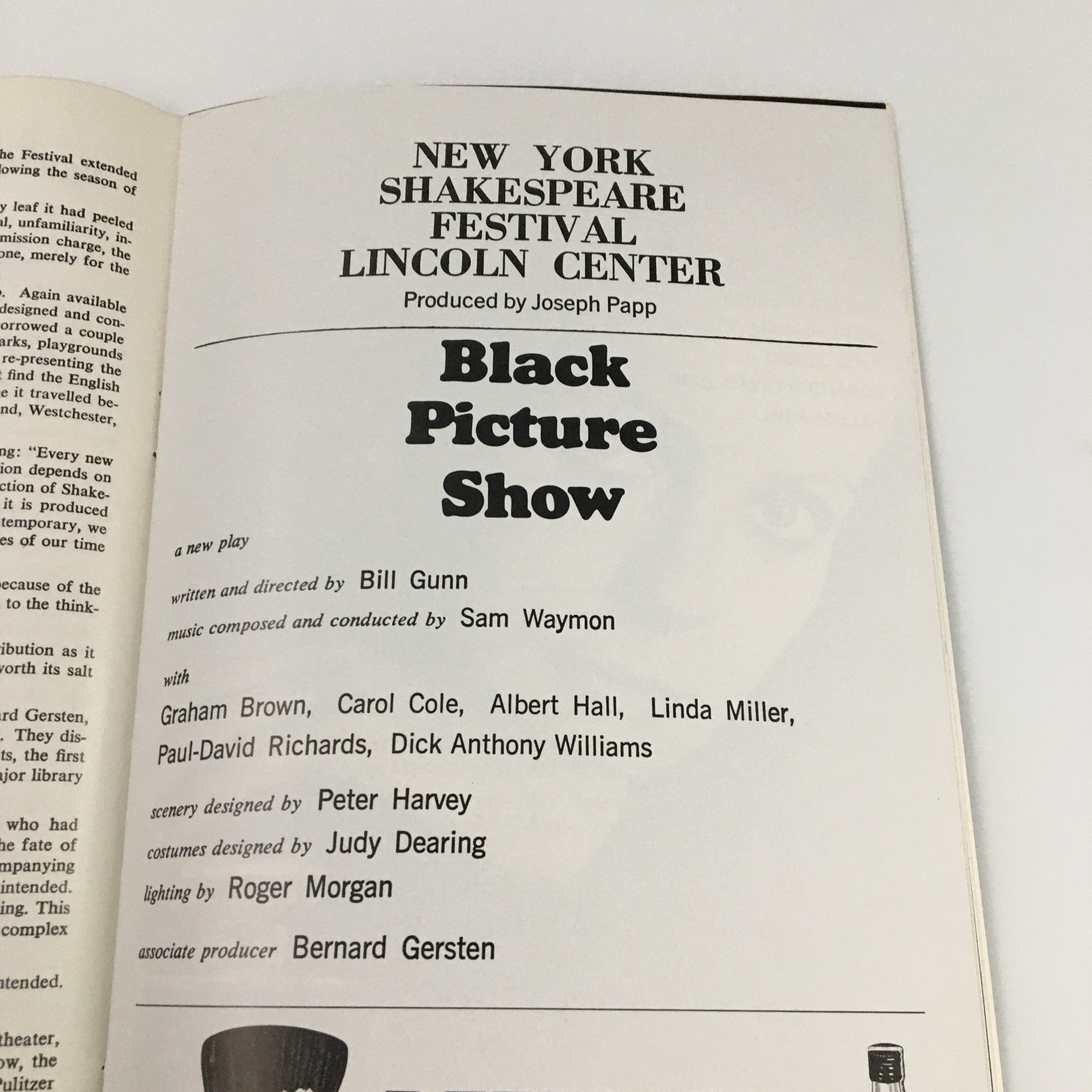 1974 Playbill Vivian Beaumont Theater 'Black Picture Show' Graham Brown