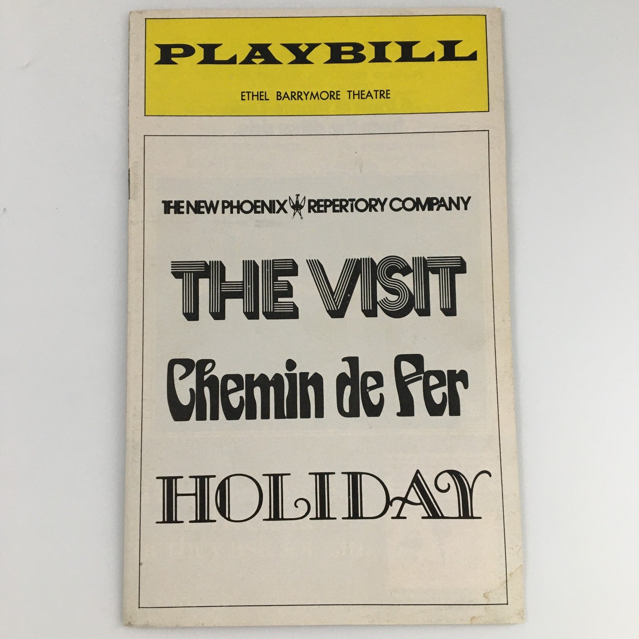 1974 Playbill Ethel Barrymore Theatre 'The Visit' 'Chemin De Fer' 'Holiday'