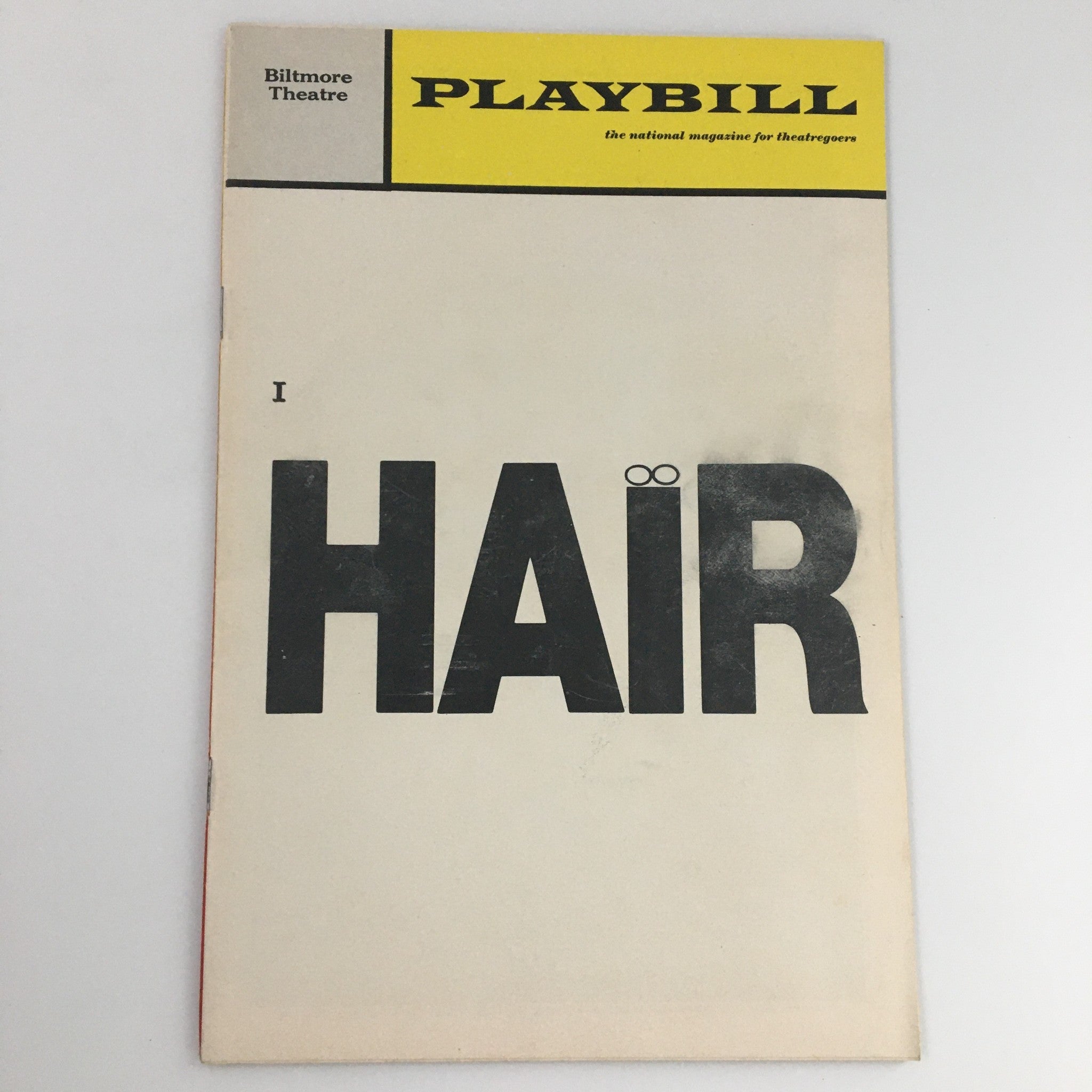 1970 Playbill Biltmore Theatre 'Hair' Rob Barnes, Obie Bray, Aldora Britton