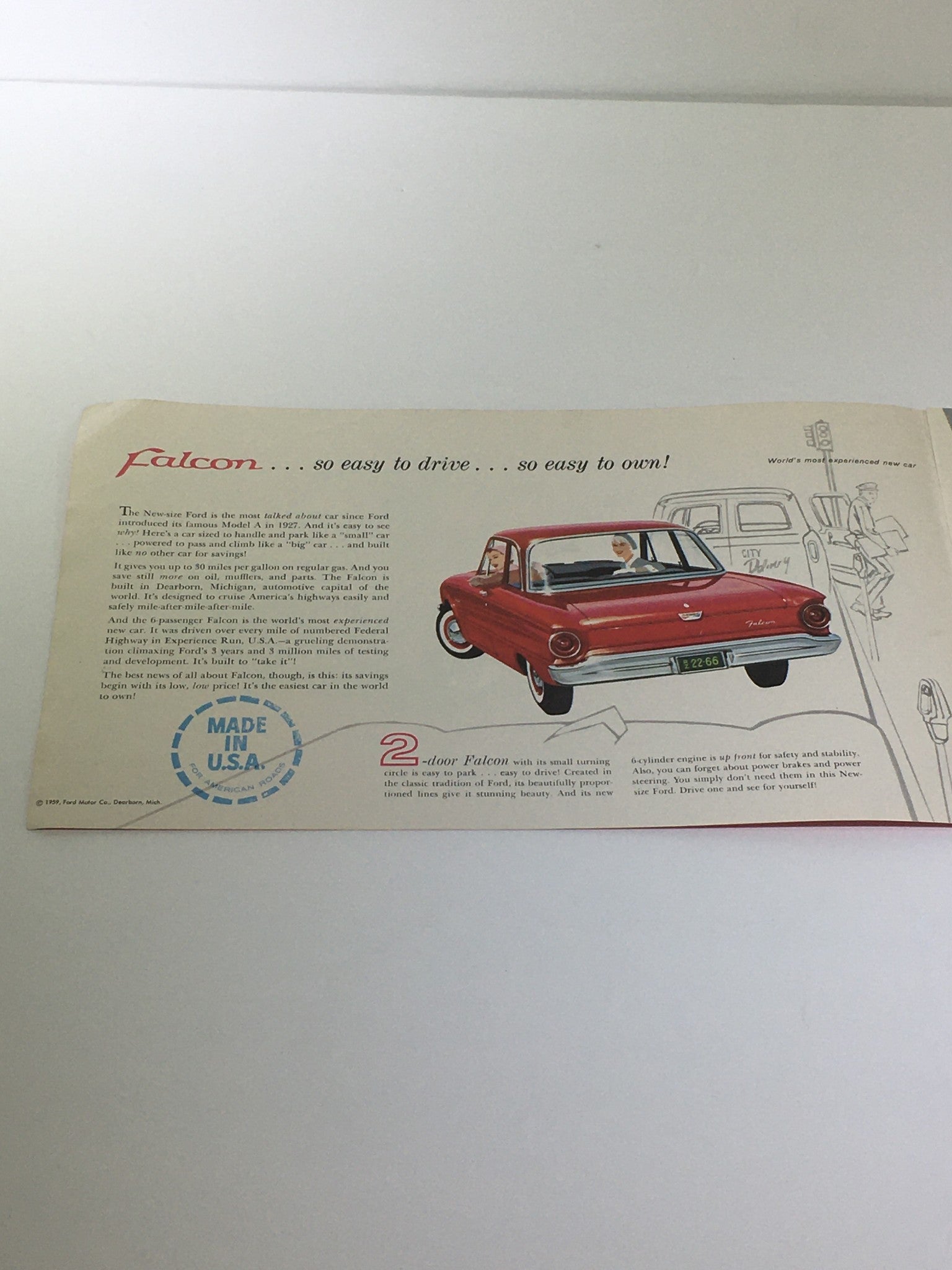 Vintage 1959 Ford-Falcon The New-Size 2-Door Ford 90-HP V-6 Car Catalog Brochure