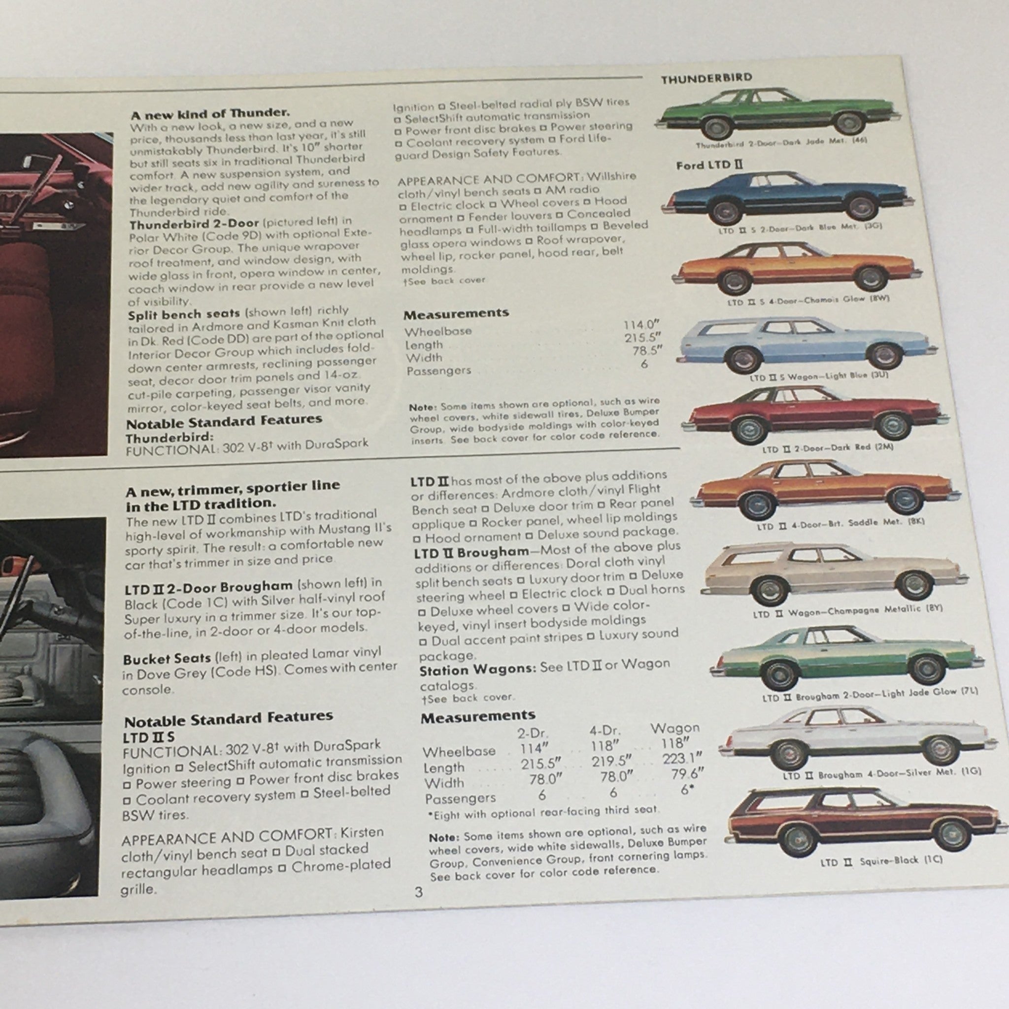 Vintage Ford Thunderbird LTD II 2-Door 4-Door 302 V8 Engine Car Catalog Brochure