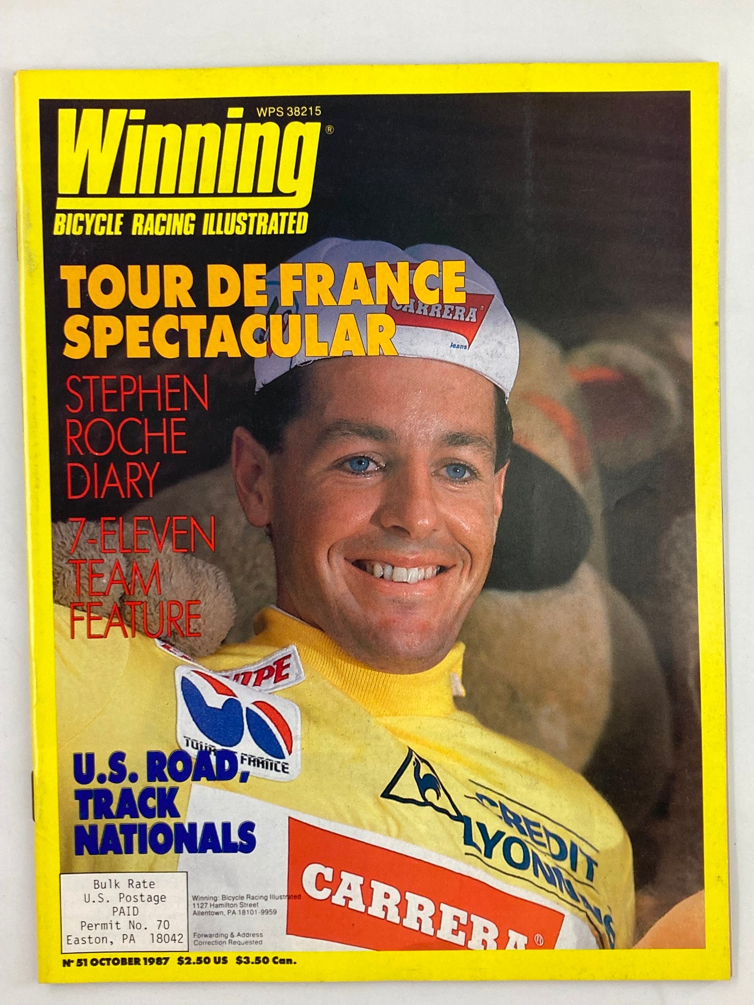 Winning Bicycle Racing Illustrated October 1987 #51 Chris Carmichael No Label