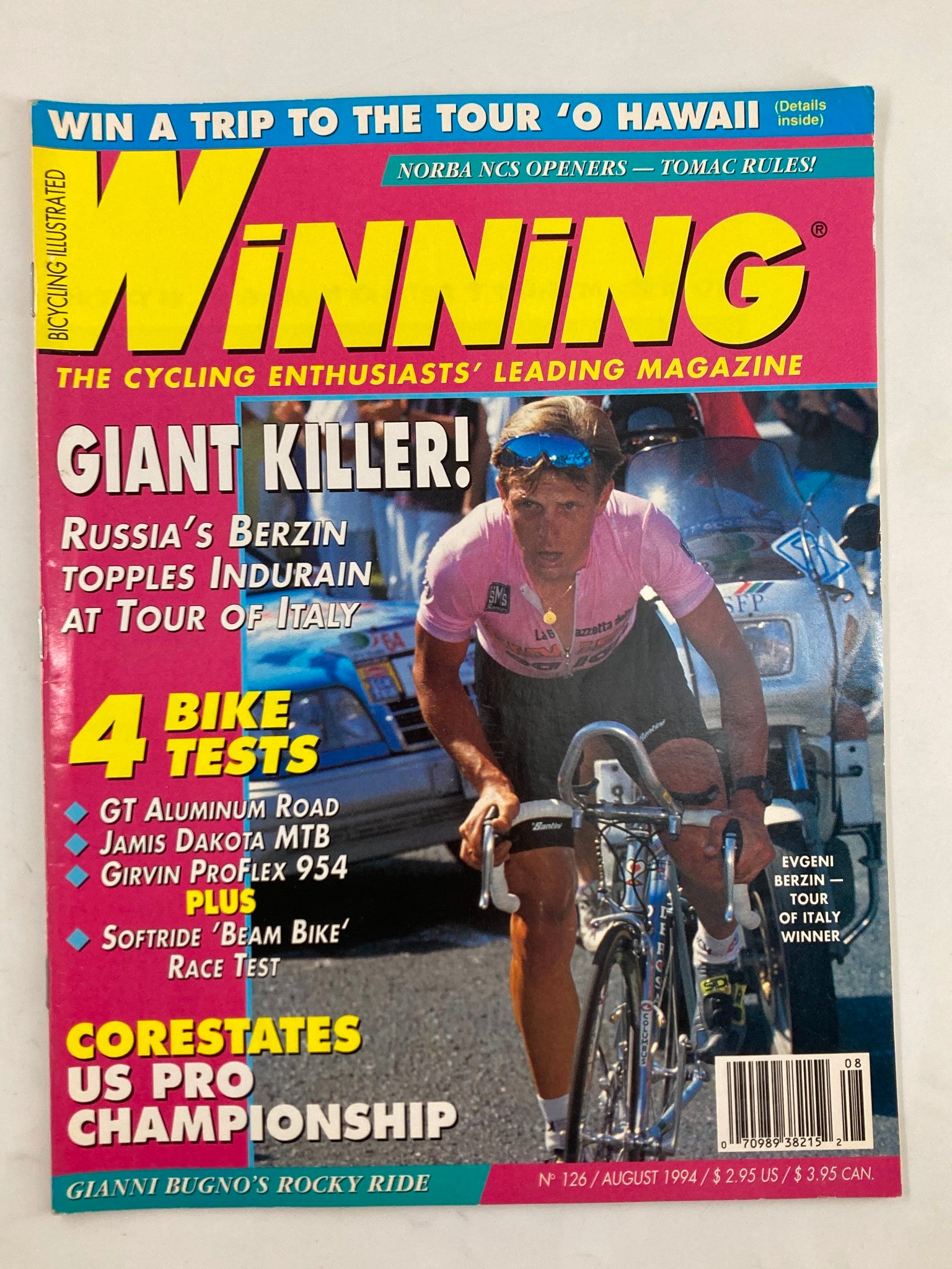 Winning Bicycle Racing Illustrated August 1994 #126 Evgeni Berzin No Label