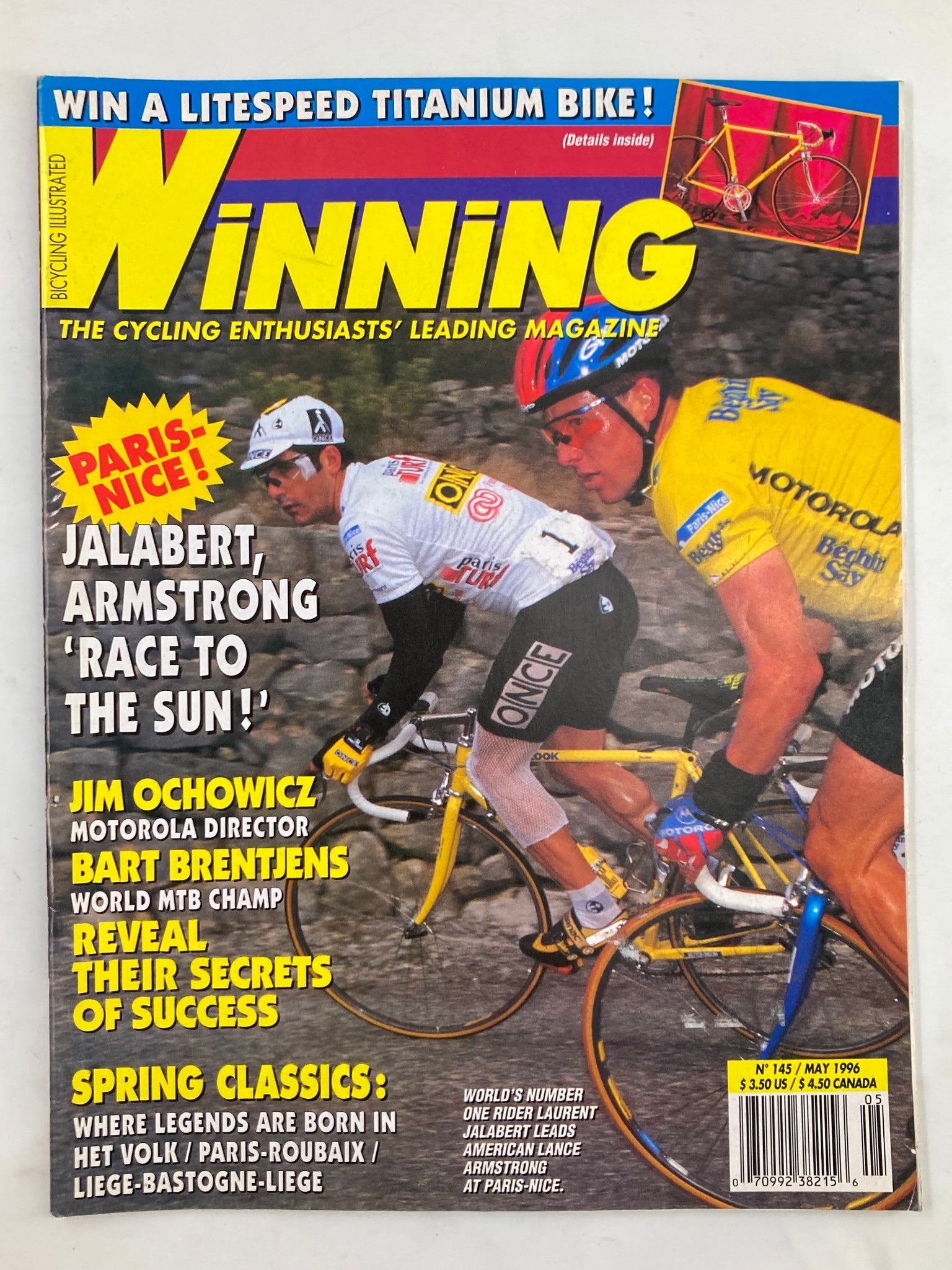 Winning Bicycle Racing Illustrated May 1996 #145 Laurent Jalabert No Label