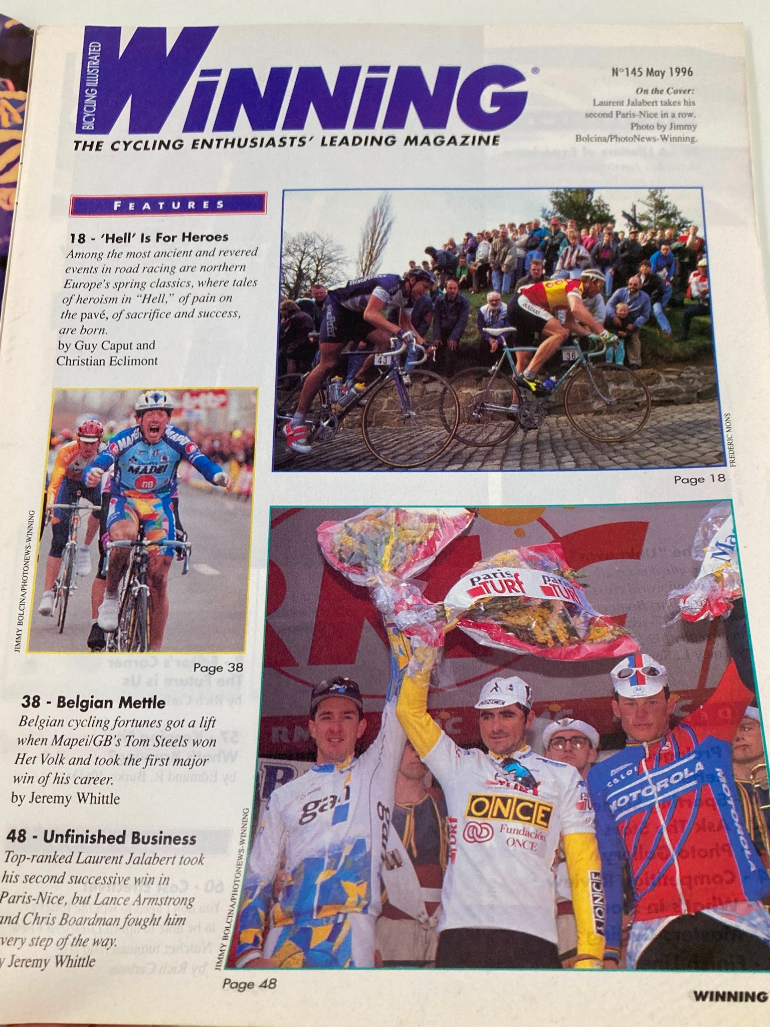 Winning Bicycle Racing Illustrated May 1996 #145 Laurent Jalabert No Label