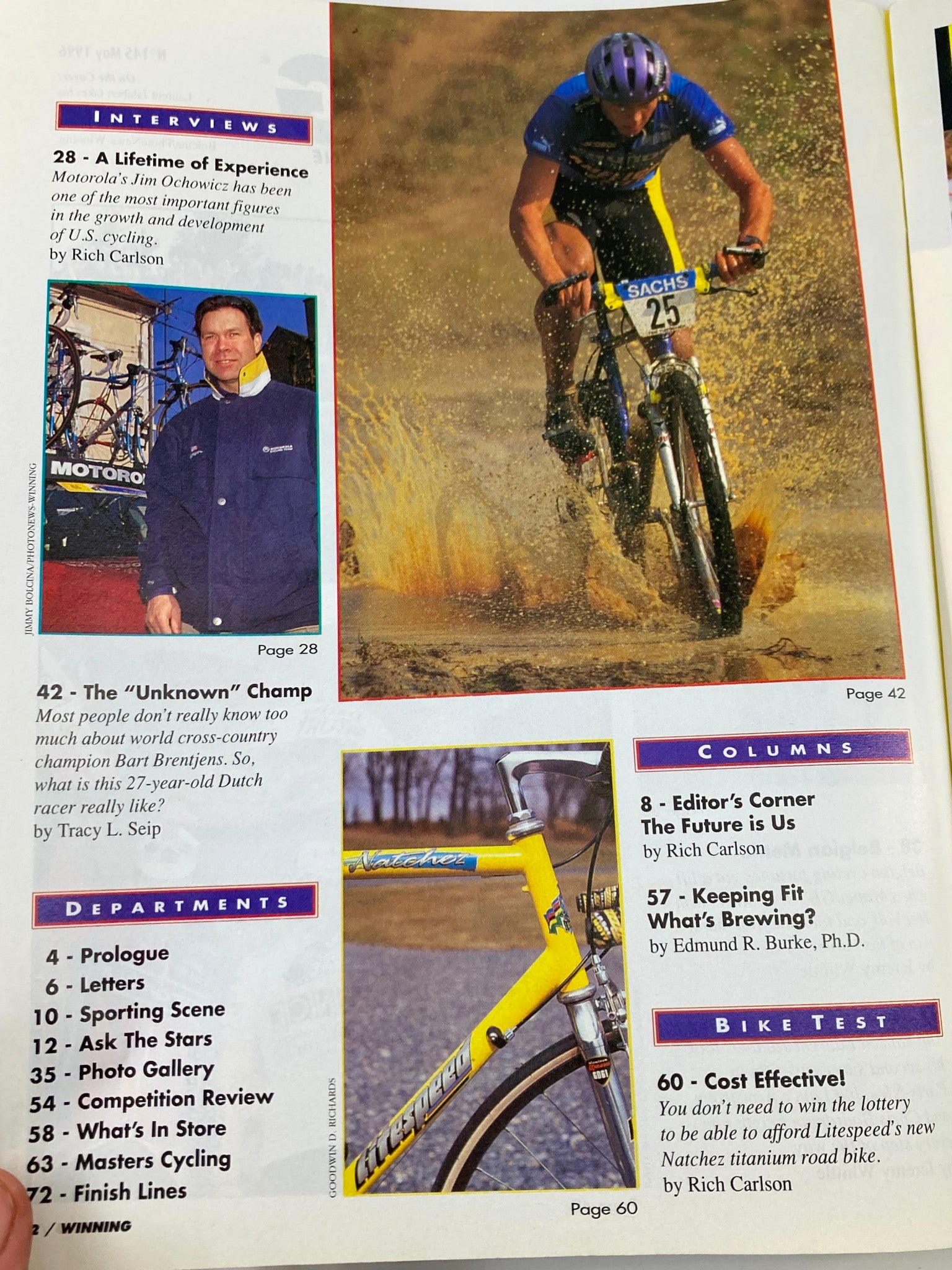 Winning Bicycle Racing Illustrated May 1996 #145 Laurent Jalabert No Label