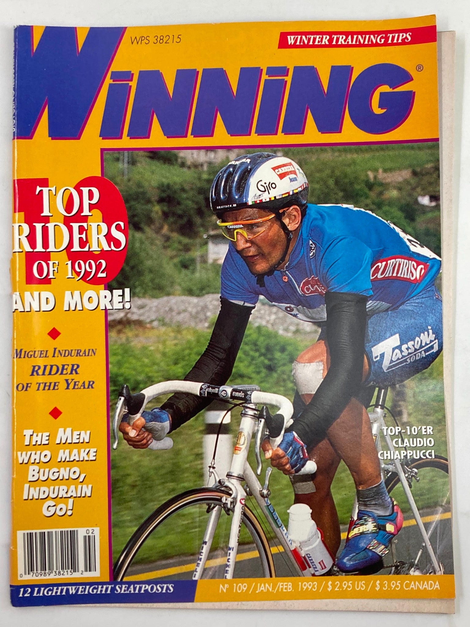 Winning Bicycle Racing Illustrated January 1993 #109 Claudio Chiappucci No Label