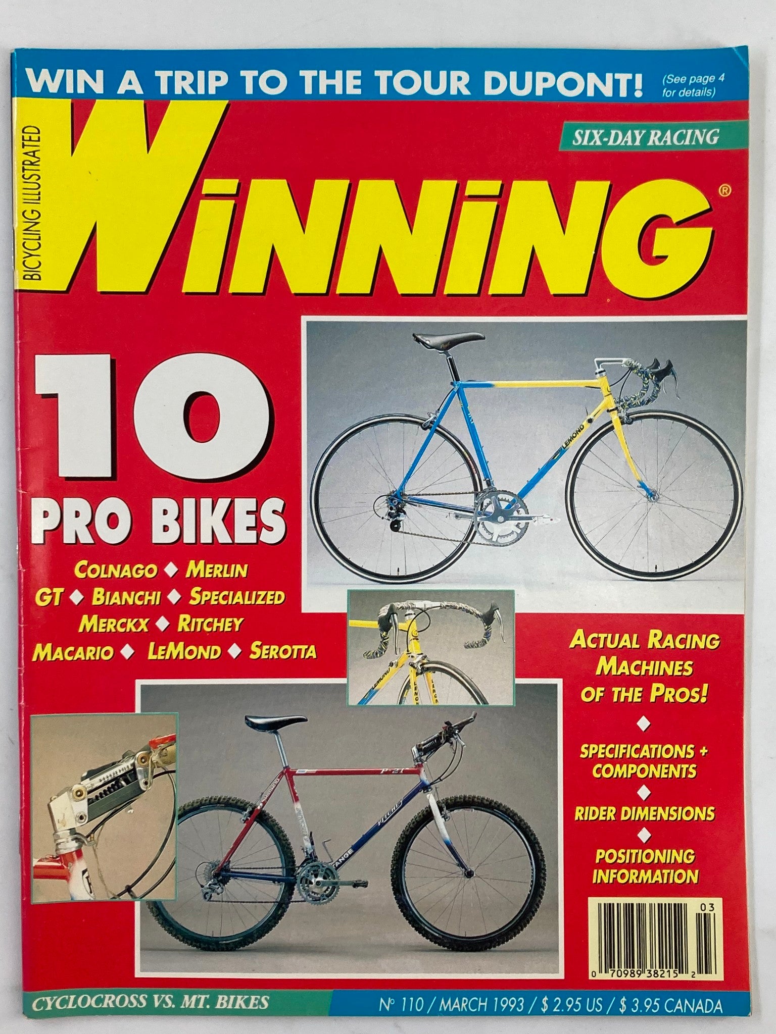 Winning Bicycle Racing Illustrated March 1993 #110 The 10 Pro Bikes No Label