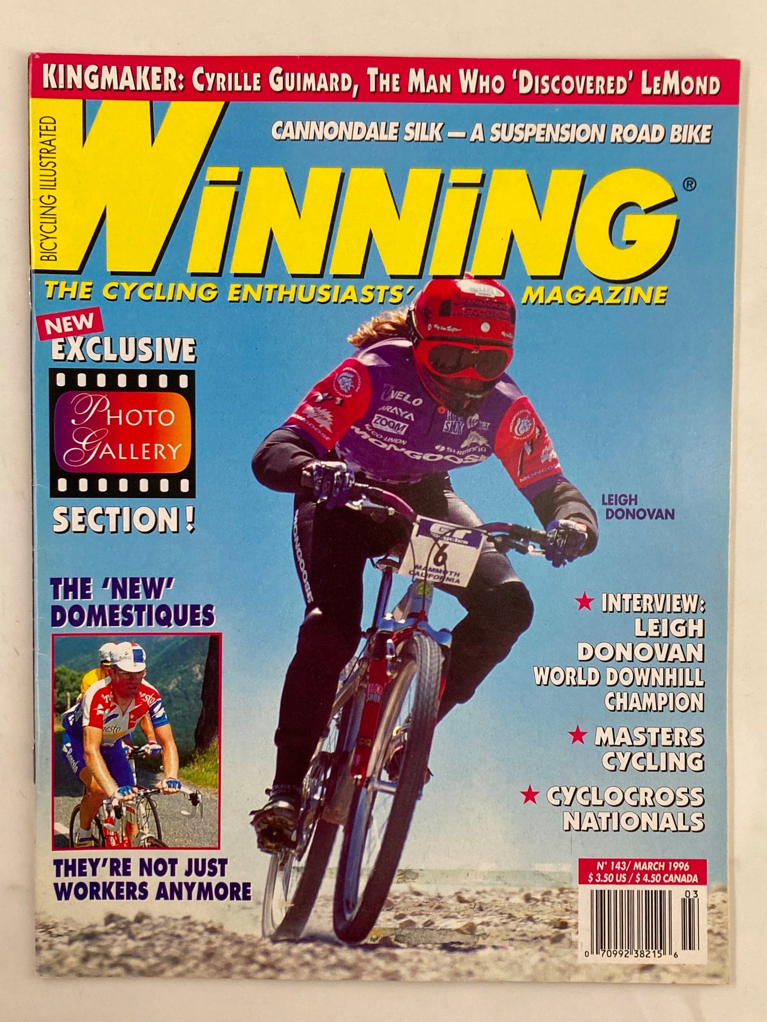 Winning Bicycle Racing Illustrated March 1996 #143 Leigh Donovan No Label