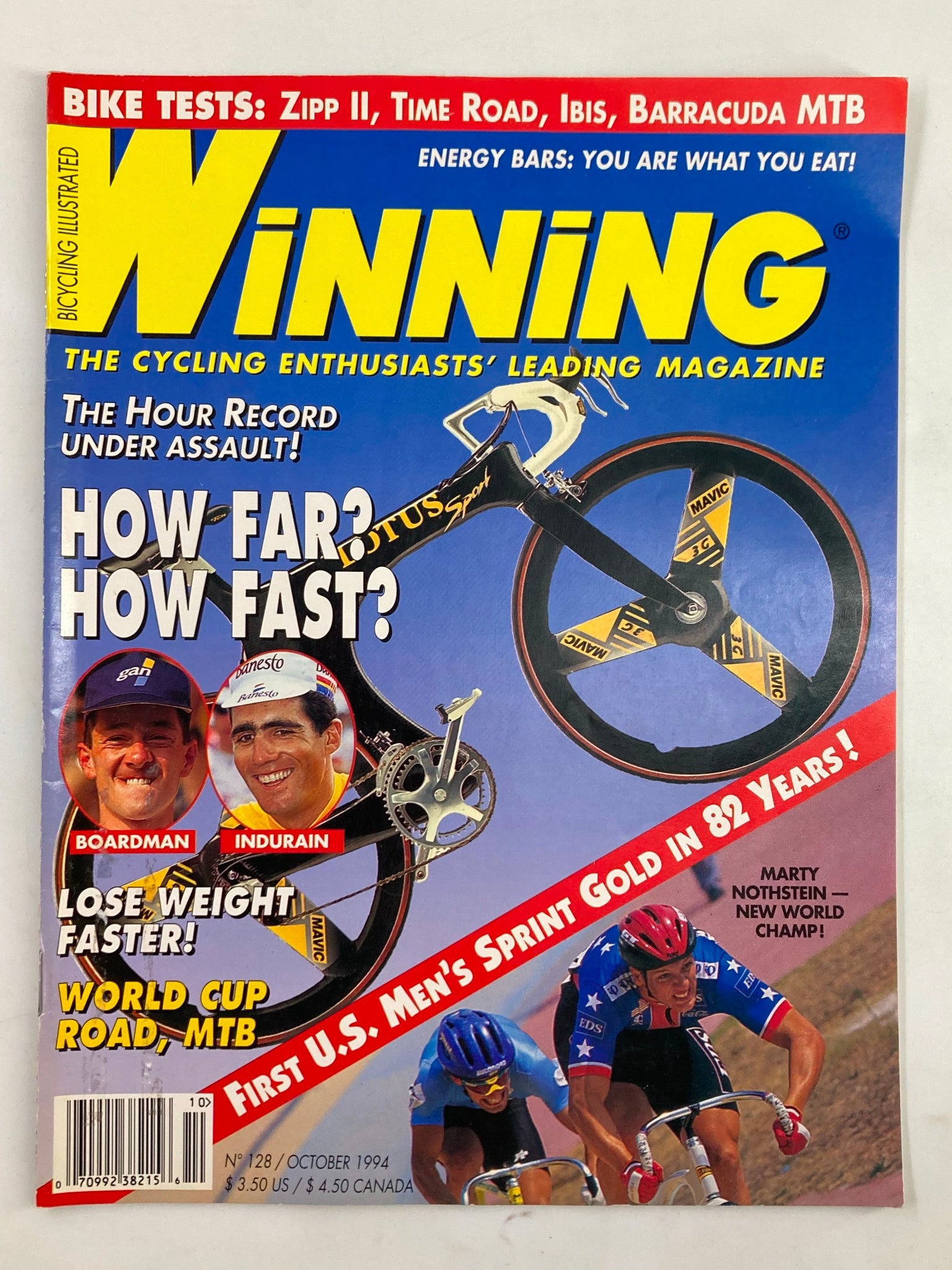 Winning Bicycle Racing Illustrated October 1994 #128 Boardman, Indurain No Label