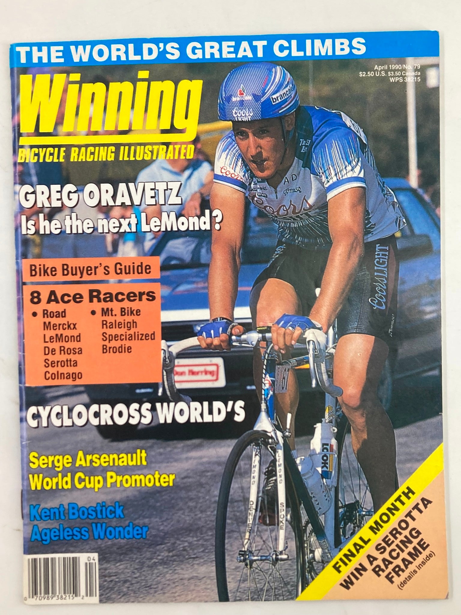 Winning Bicycle Racing Illustrated April 1990 #79 Greg Ovavetz No Label