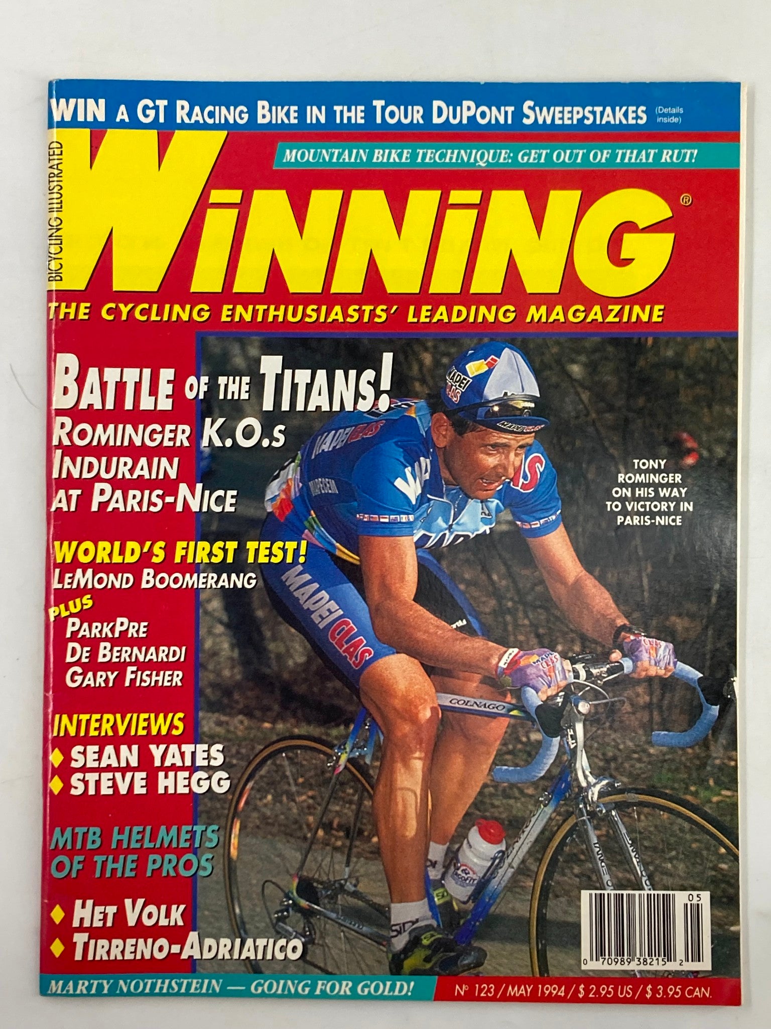 Winning Bicycle Racing Illustrated May 1994 #123 Tony Rominger No Label