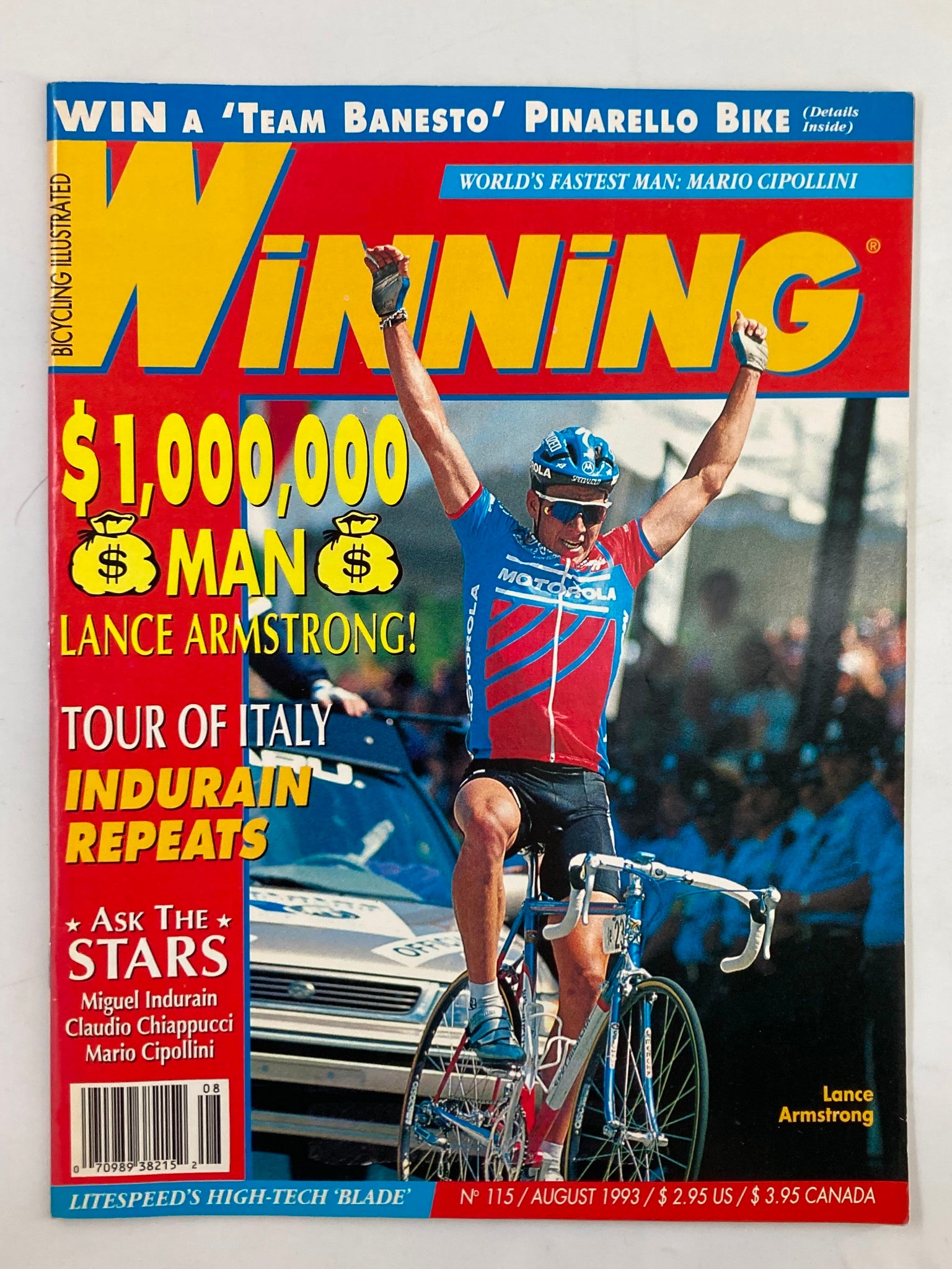 Winning Bicycle Racing Illustrated August 1993 #115 Lance Armstrong No Label