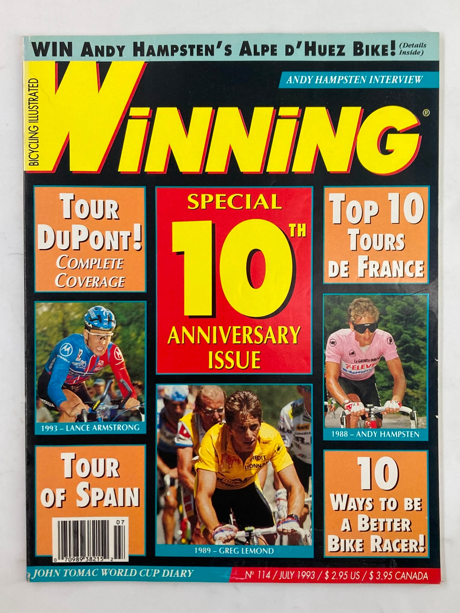 Winning Bicycle Racing Illustrated July 1993 #114 Lance Armstrong No Label