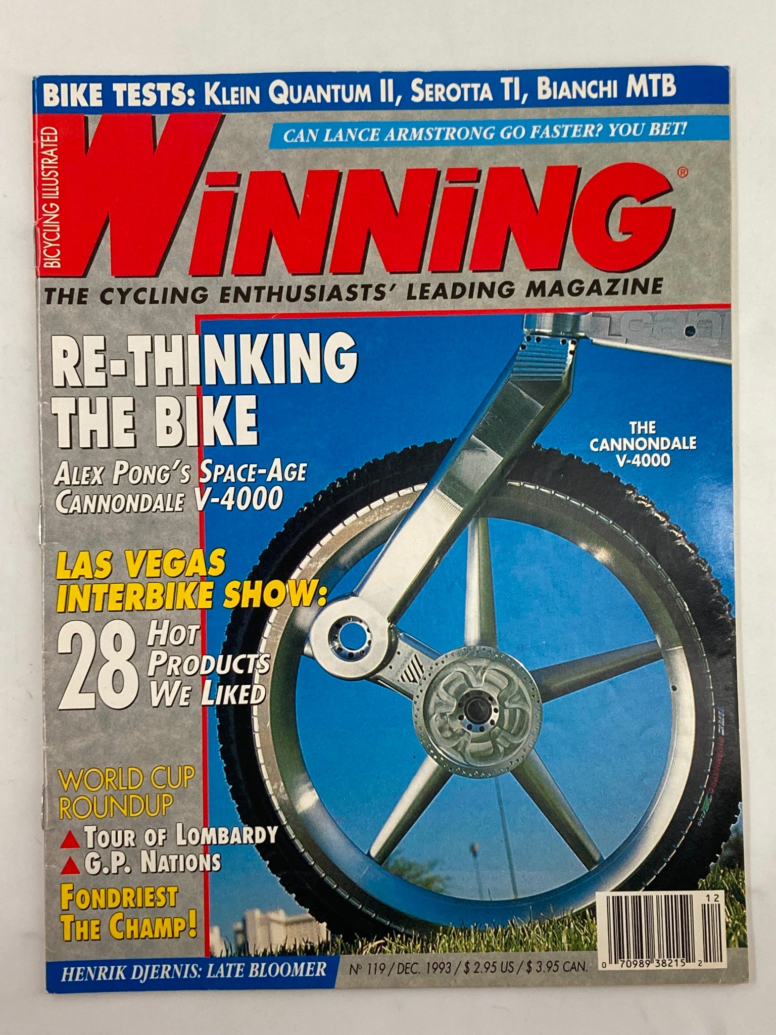 Winning Bicycle Racing Illustrated December 1993 #119 Cannondale V-4000 No Label