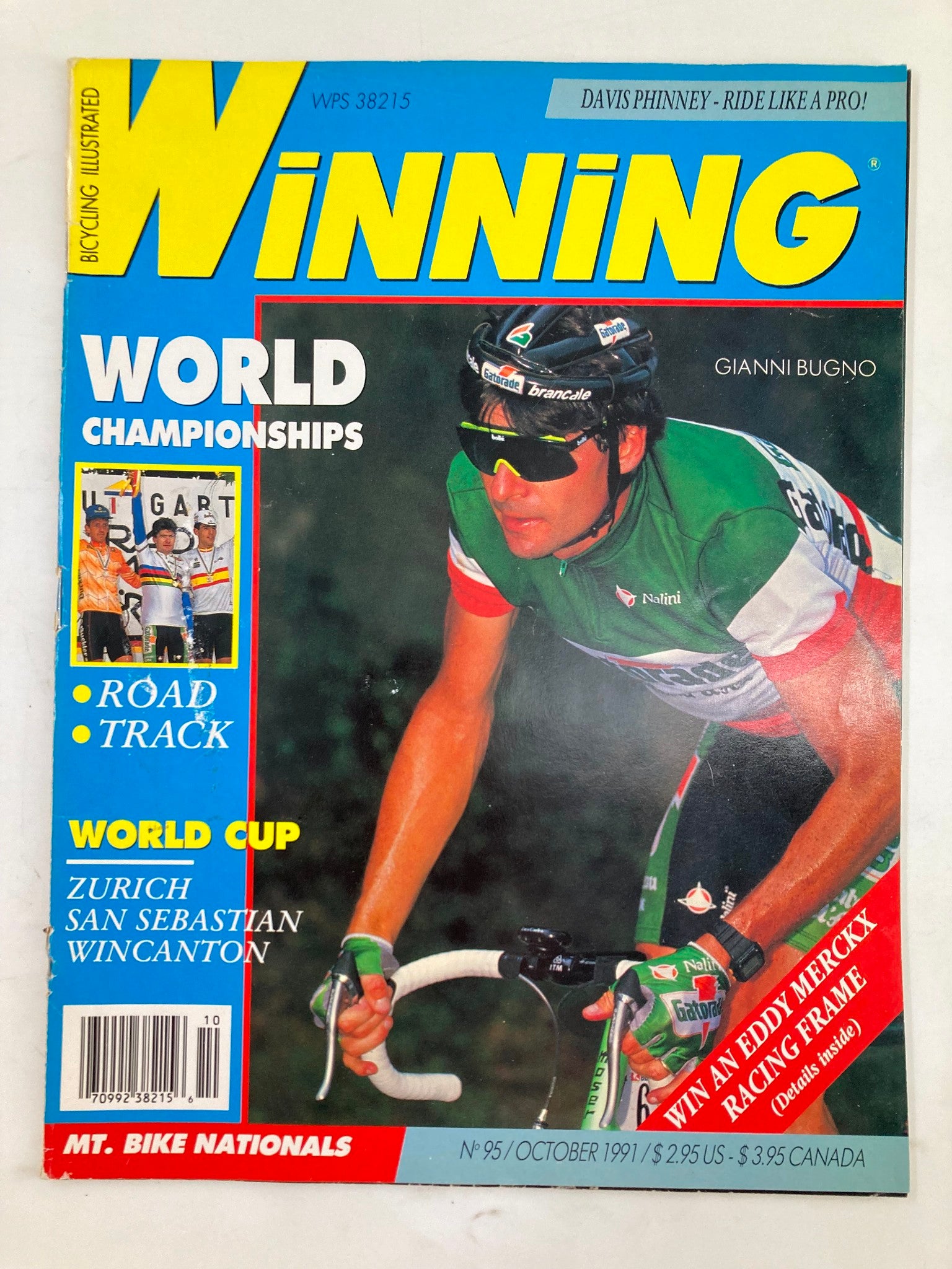 Winning Bicycle Racing Illustrated October 1991 #95 Gianni Bugno No Label