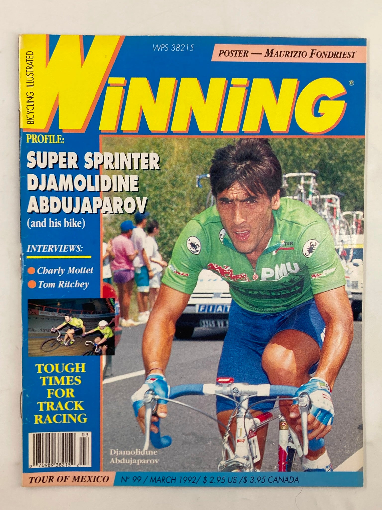 Winning Bicycle Racing Illustrated March 1992 #99 Djamolidine Adbujaparov