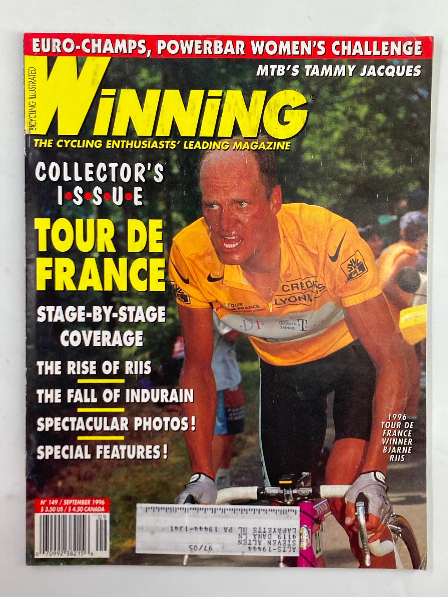 Winning Bicycle Racing Illustrated September 1996 No. 149 Bjarne Riis