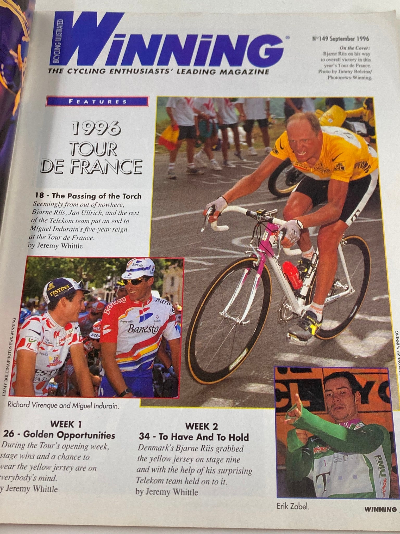 Winning Bicycle Racing Illustrated September 1996 No. 149 Bjarne Riis