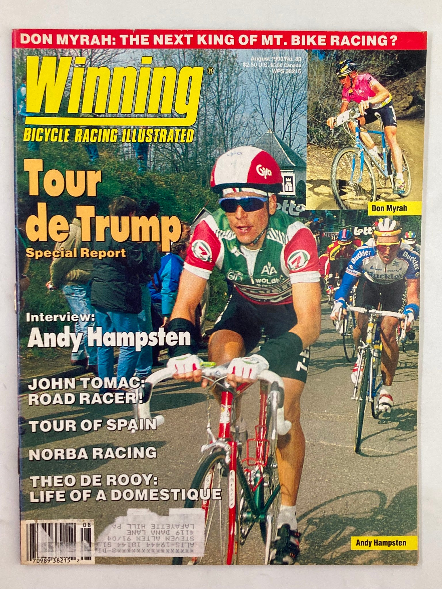 Winning Bicycle Racing Illustrated August 1990 No. 83 Andy Hampsten